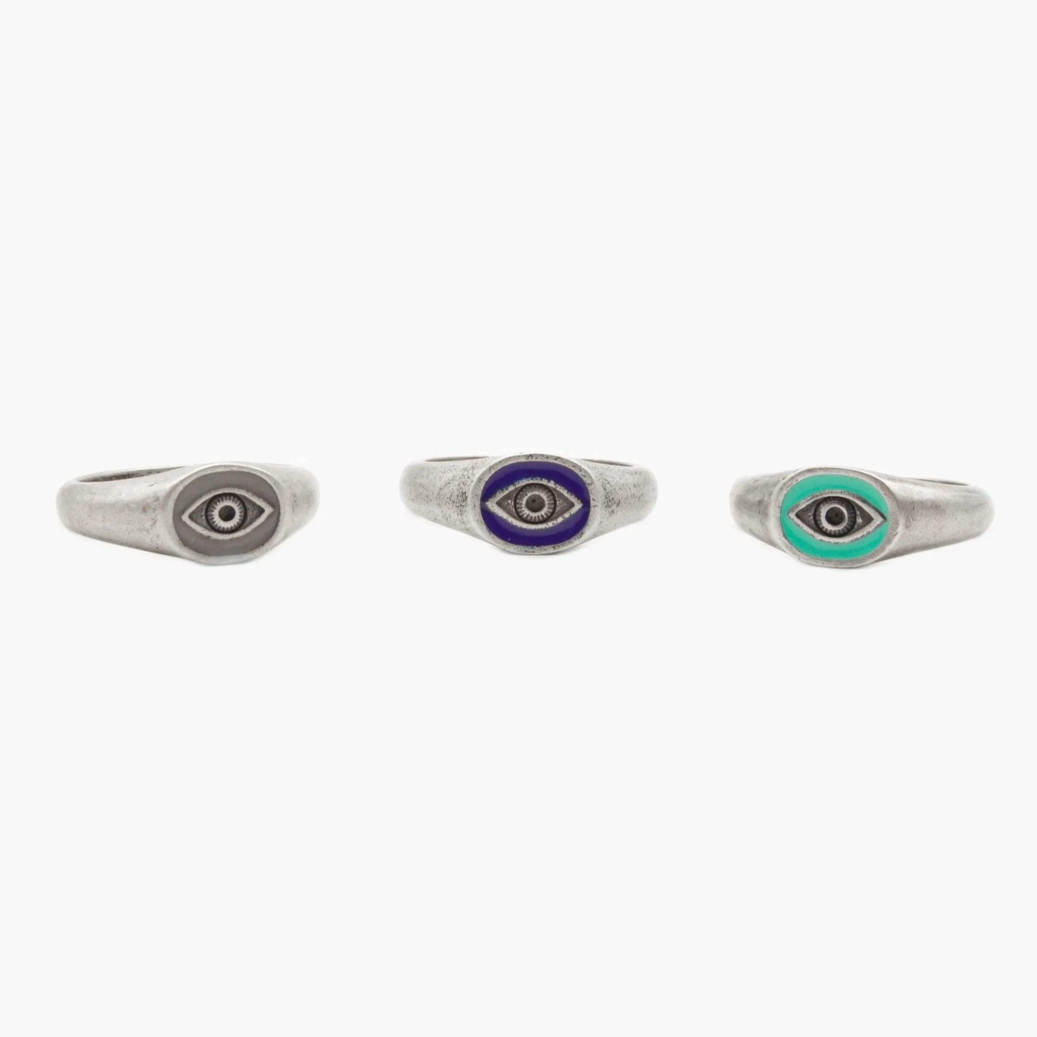 Evil Eye Silver Ring With Light Blue Enamel