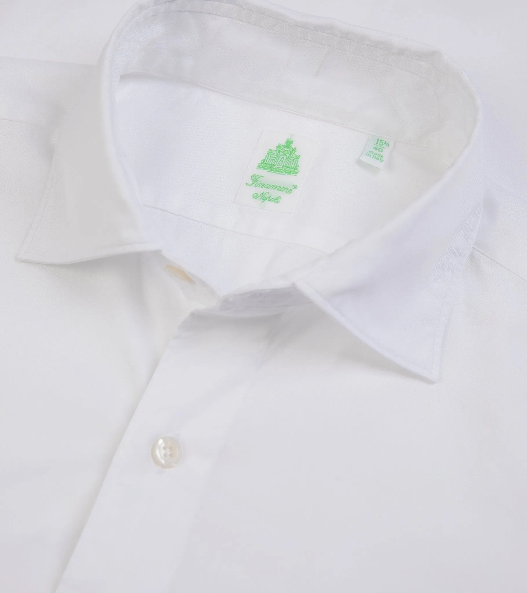 Finamore Gaeta Classic Cotton Luigi Sport Shirt: Fine Oxford White