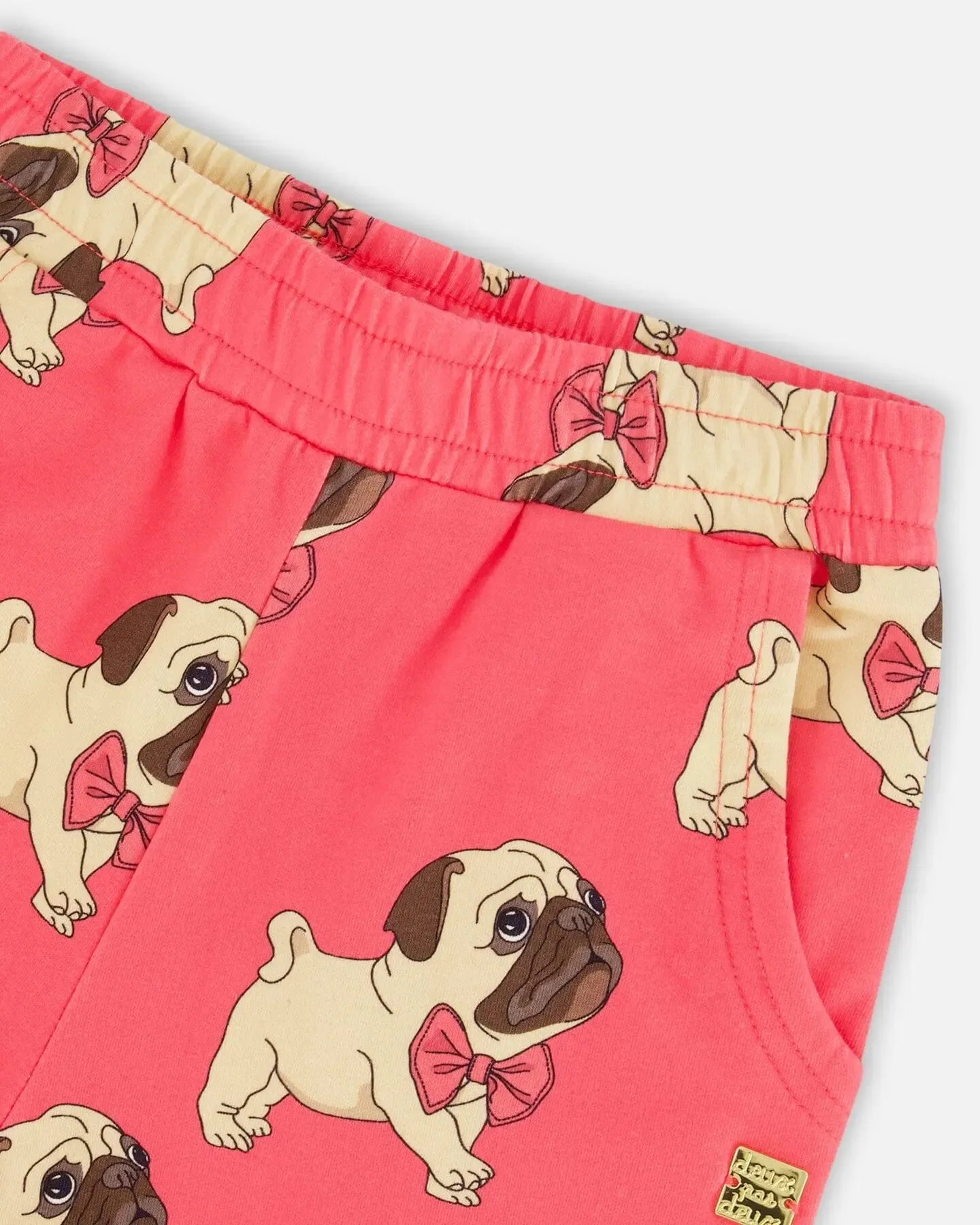 Fleece Sweatpants Magenta Printed Pug