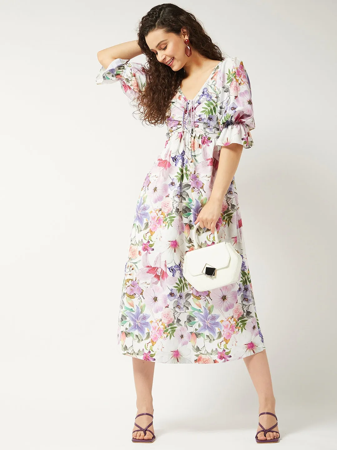 Floral Printed Fit And Flare Dress