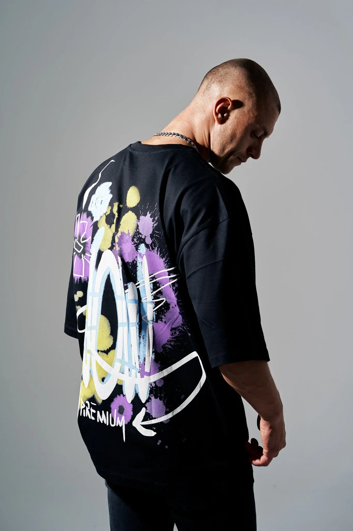 Flower Splash Overszied Tee Black