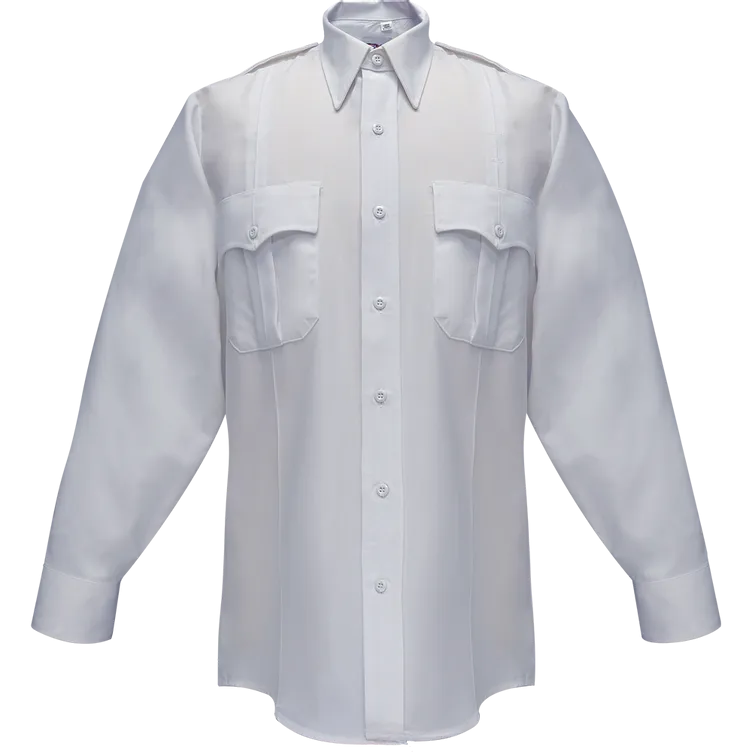 Flying Cross Command Long Sleeve Shirt w/ Zipper & Convertible Sport Collar - White