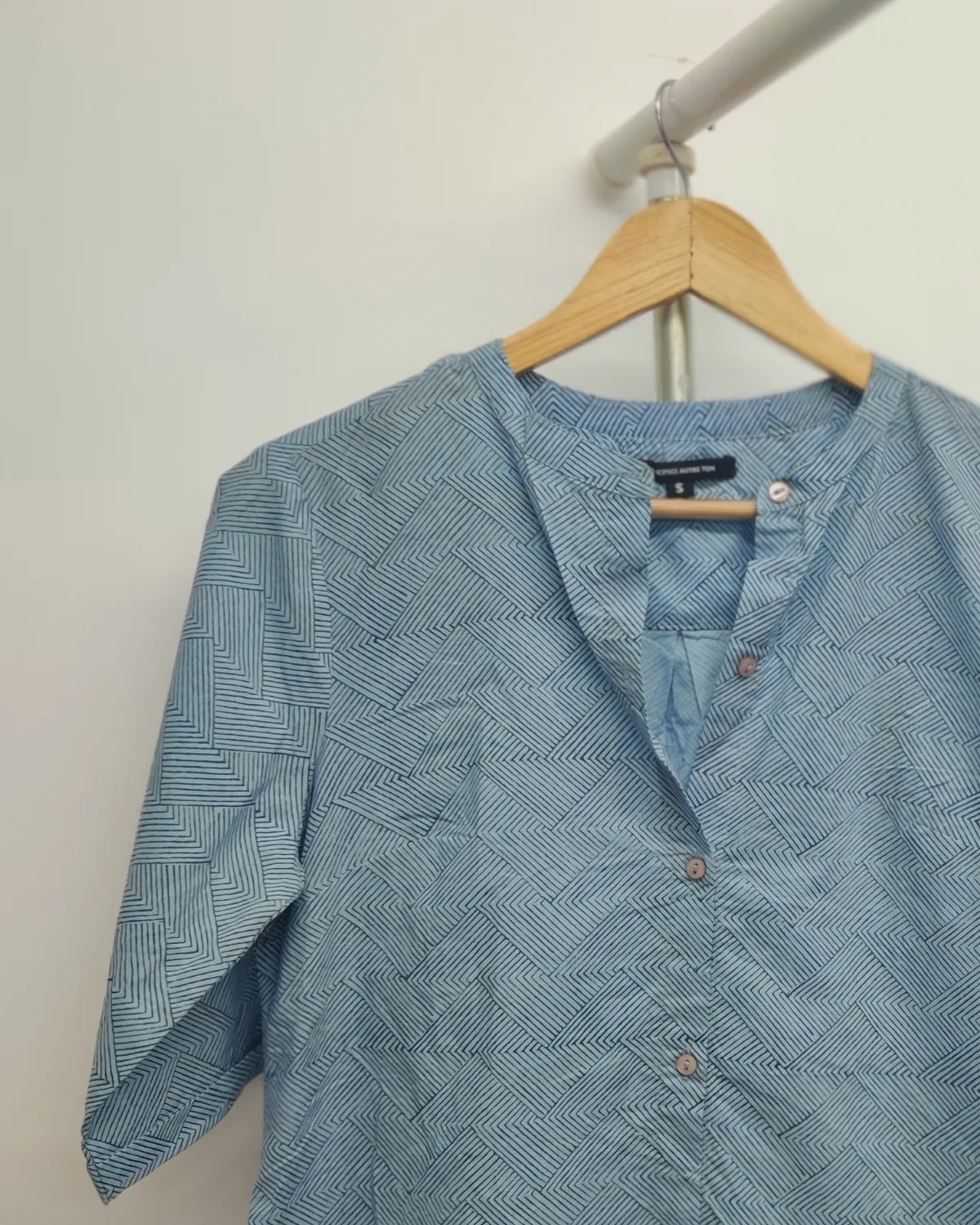 Geometric Printed Blue Cotton Shirt