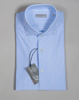 Ghirardelli Striped Stretch Shirt / Blue & White