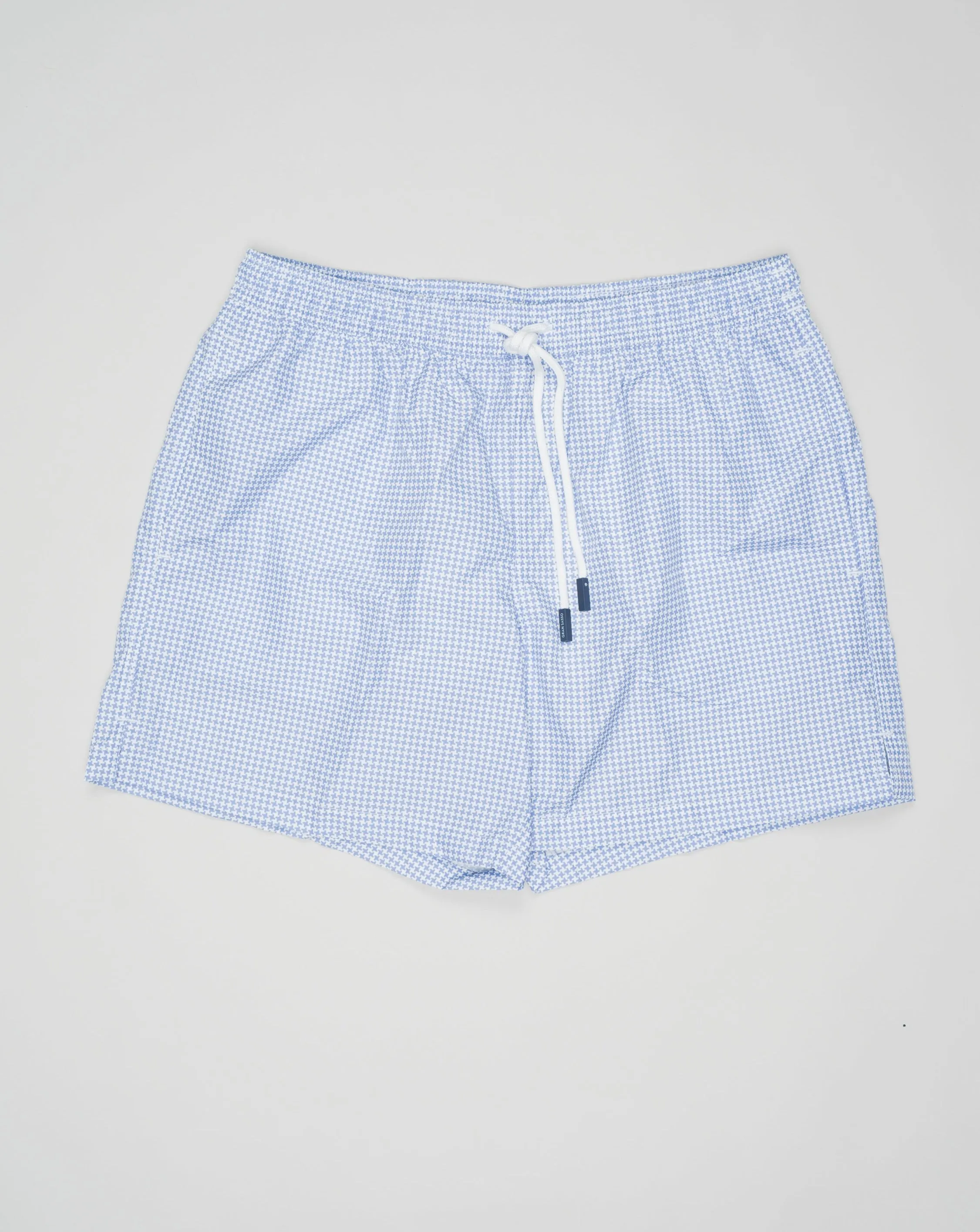 Gran Sasso Houndstooth Swim Trunks / Light Blue