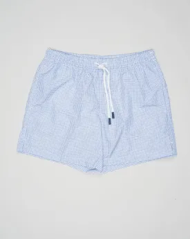 Gran Sasso Houndstooth Swim Trunks / Light Blue