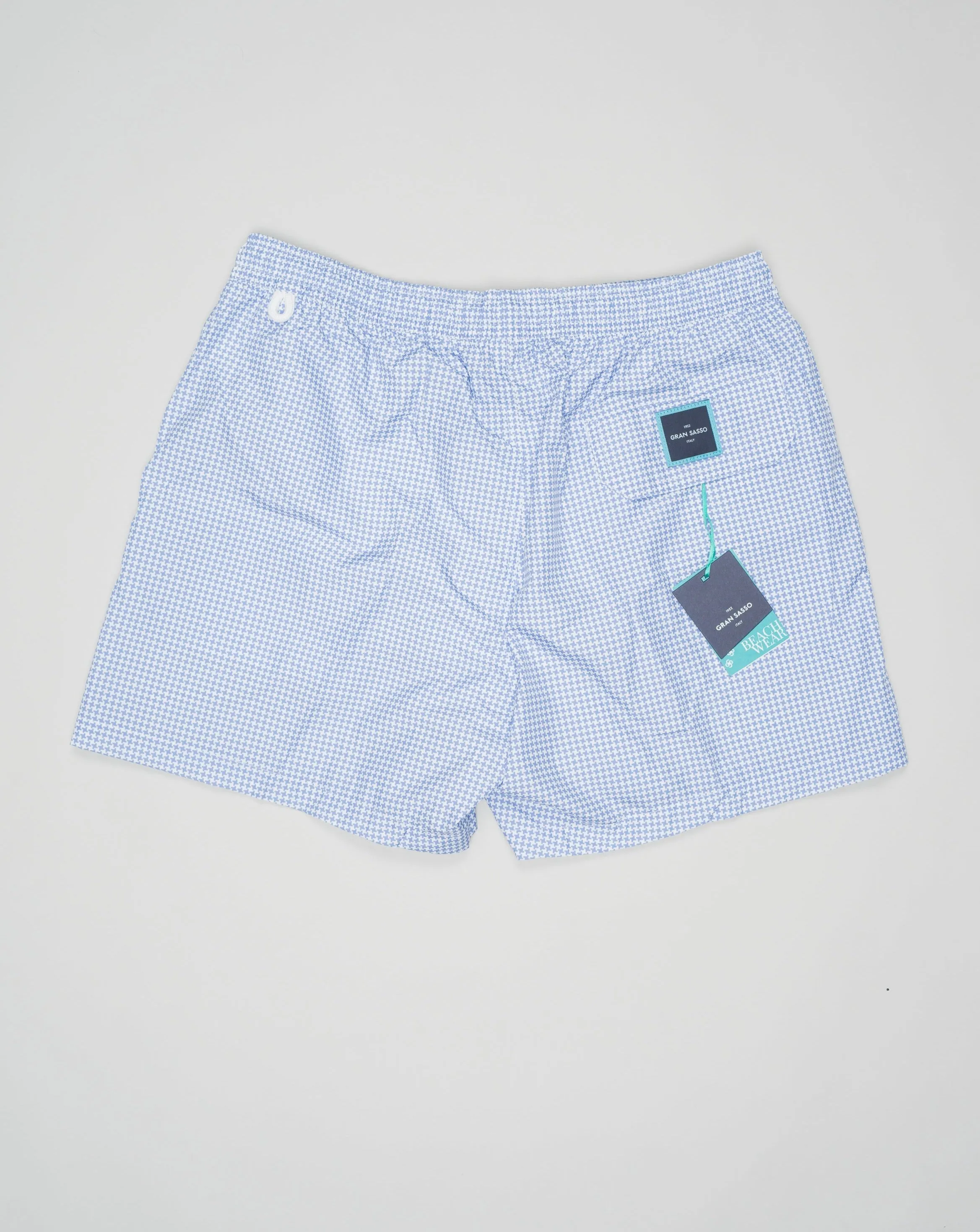 Gran Sasso Houndstooth Swim Trunks / Light Blue