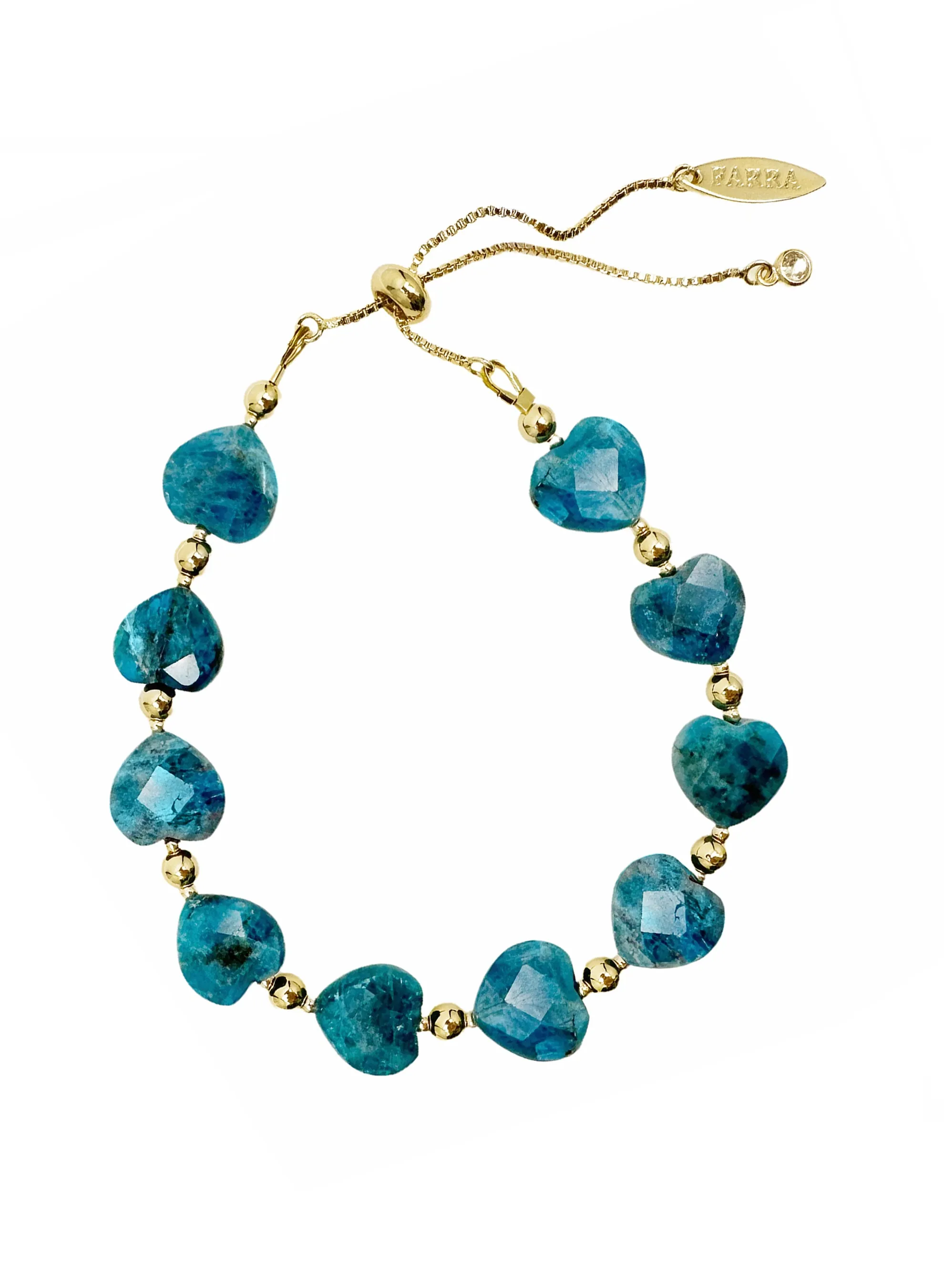 Heart-Shaped Blue Apatite Adjustable Bracelet LB009