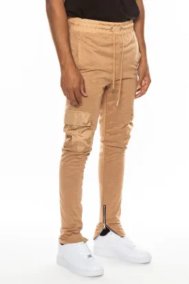 HEATHERED COTTON BLEND JOGGERS