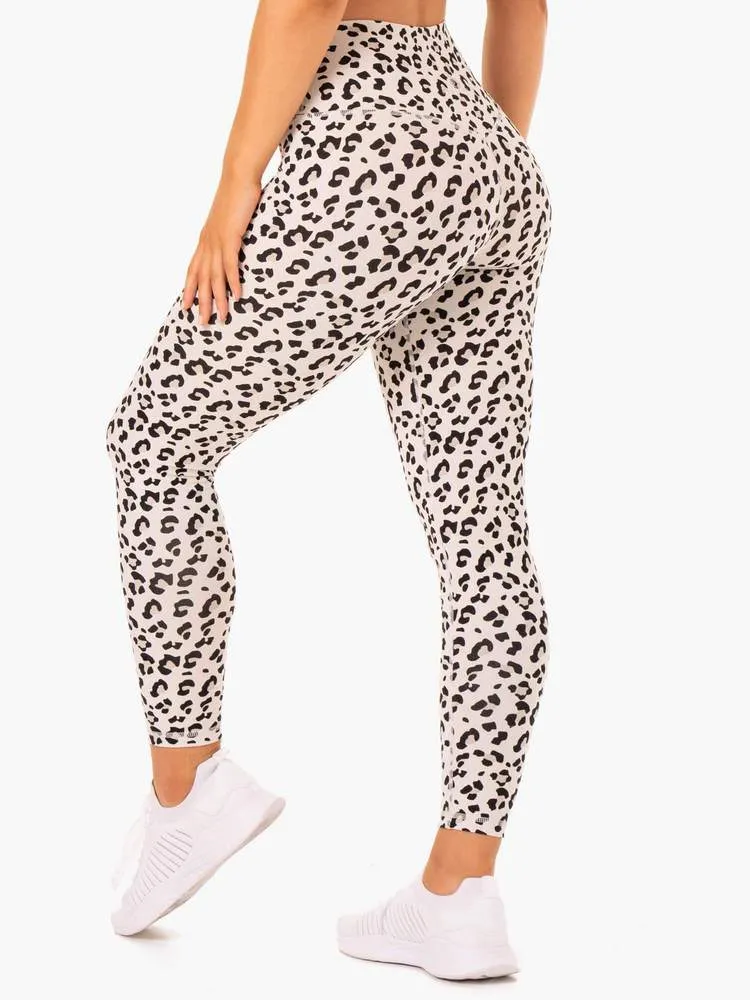 HYBRID FULL LENGTH LEGGINGS IVORY LEOPARD