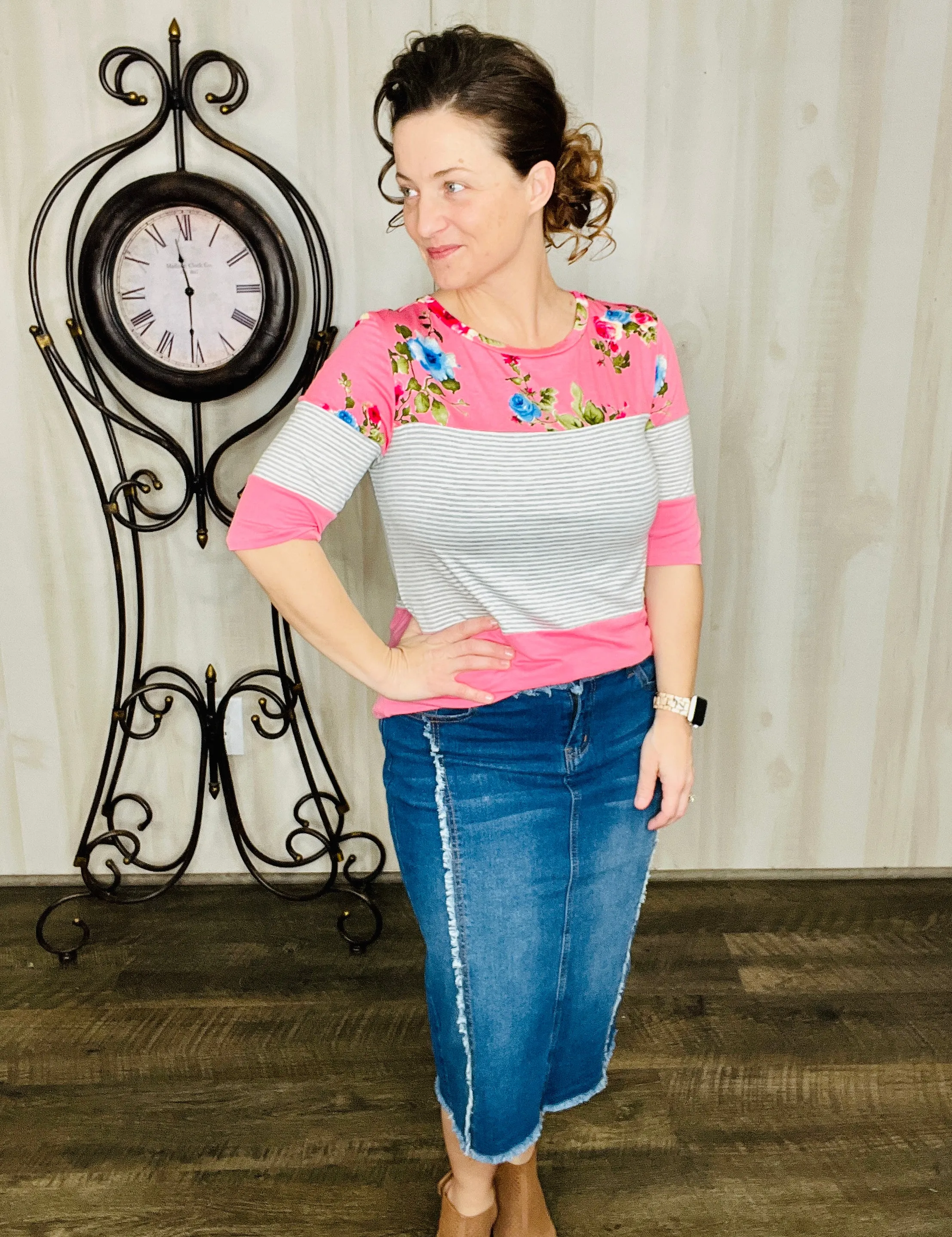 Janie Roses & Stripes Top