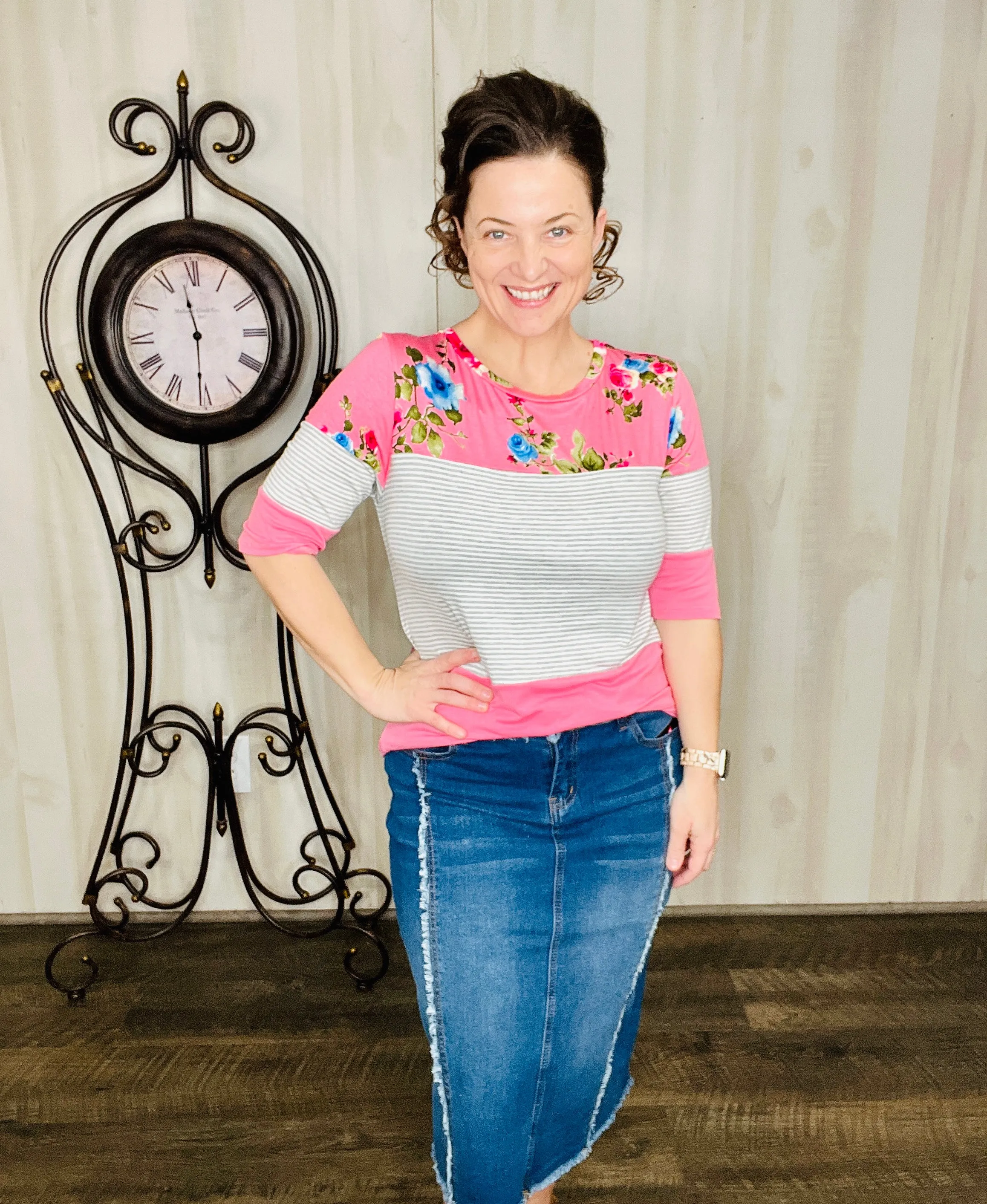 Janie Roses & Stripes Top