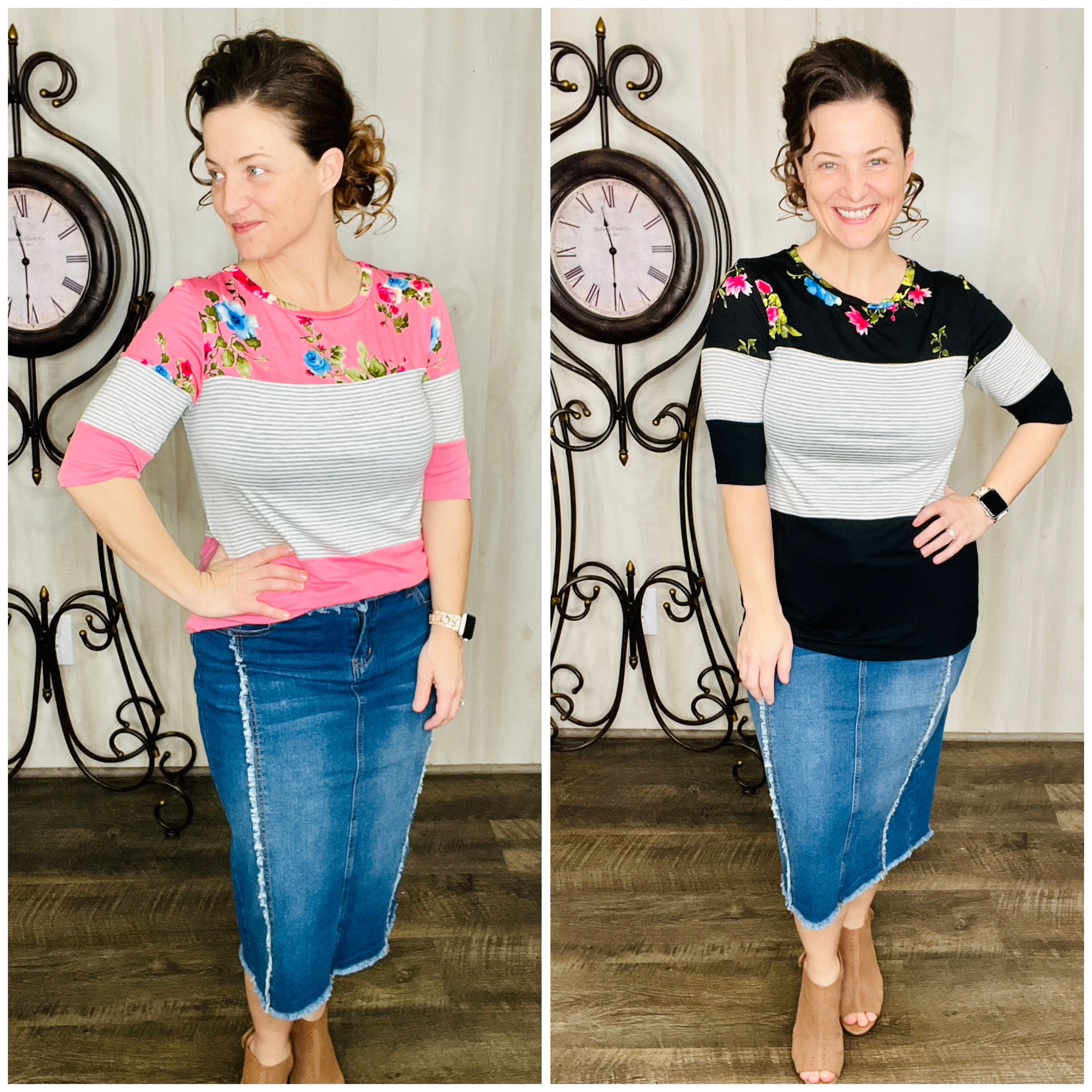 Janie Roses & Stripes Top