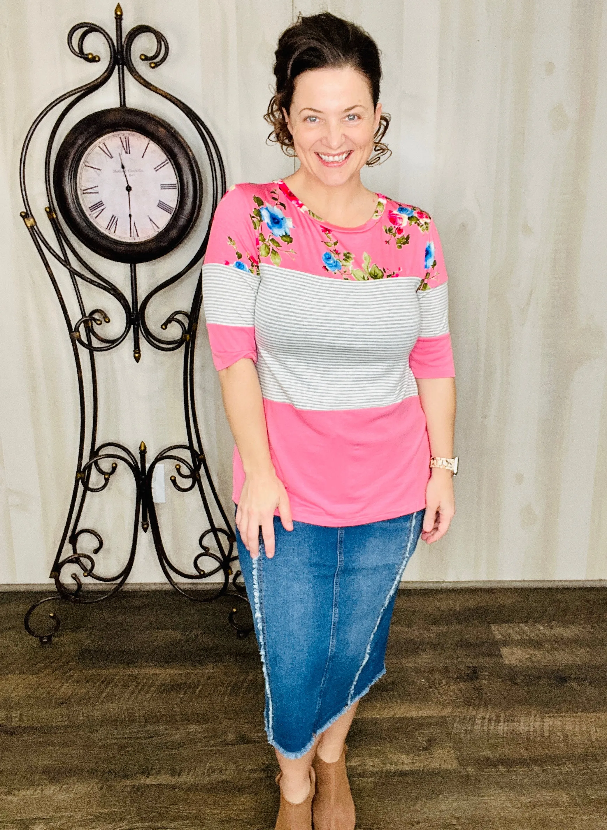 Janie Roses & Stripes Top