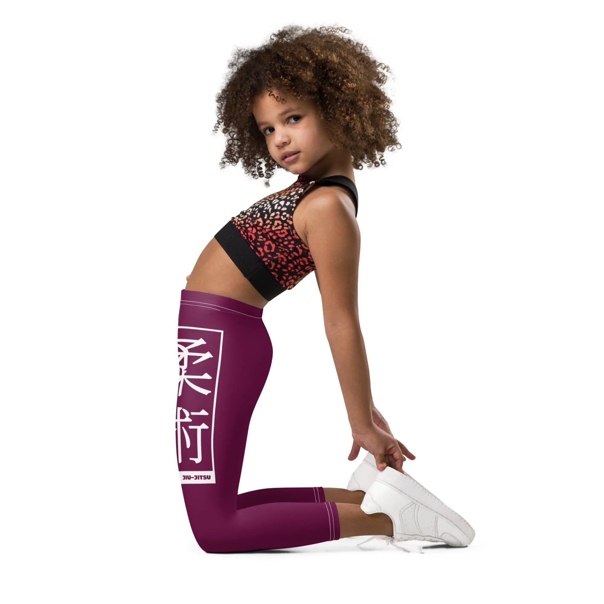 Kids' Girls Yoga Pants Workout Leggings Jiu-Jitsu 013 - Tyrian Purple