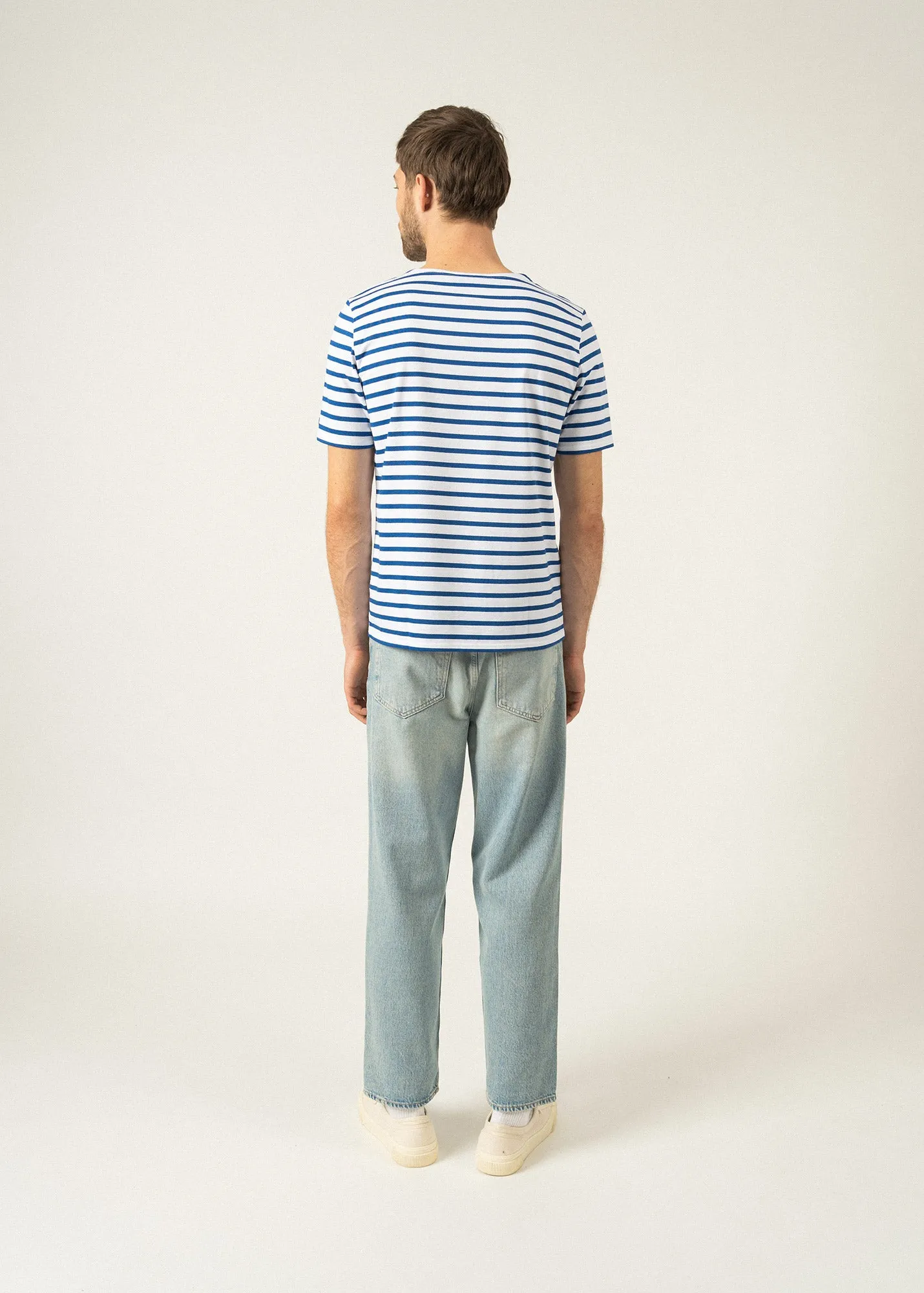 Levant short sleeve striped sailor shirt - regular fit, in light cotton (NEIGE/GITANE)