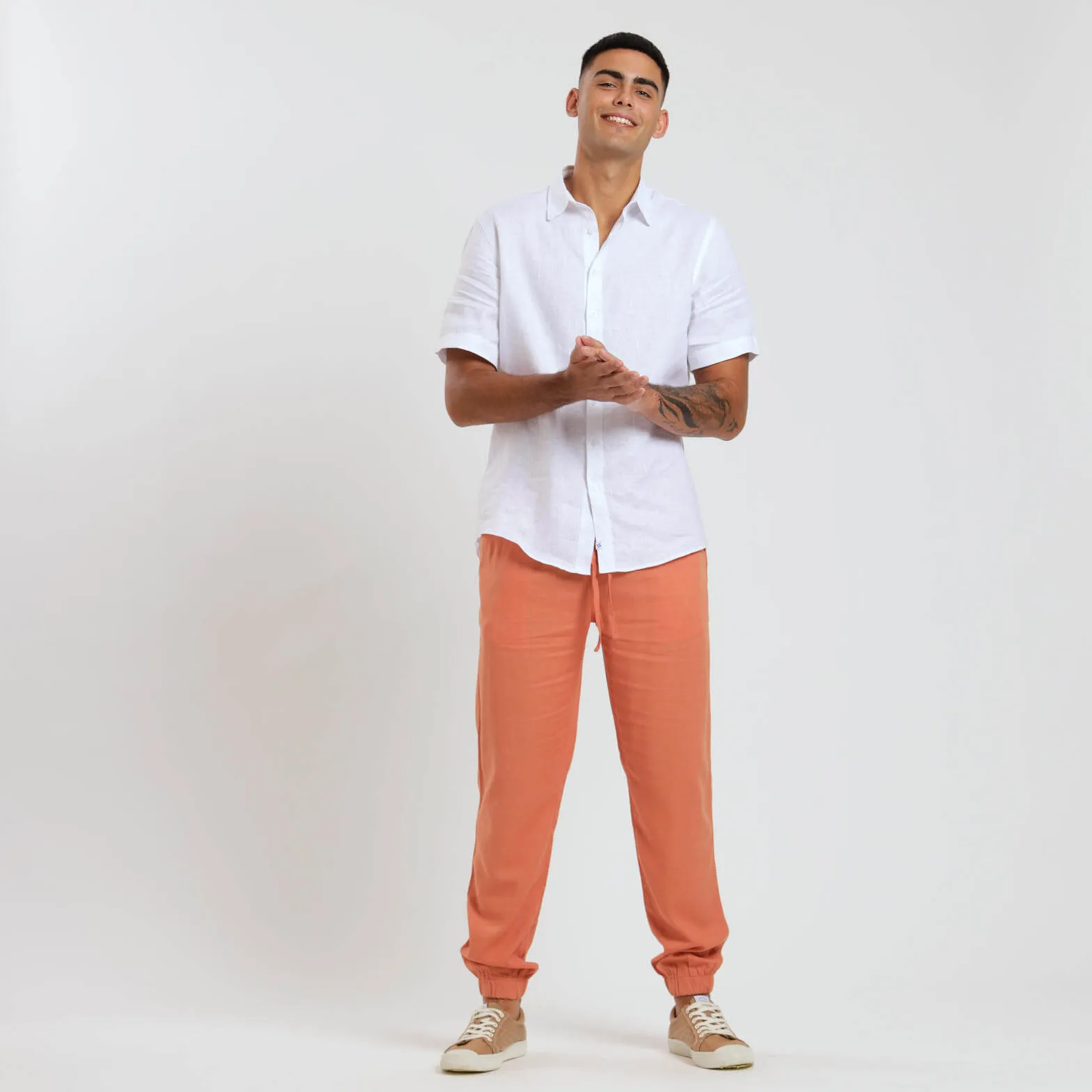 Linen Joggers | Apricot