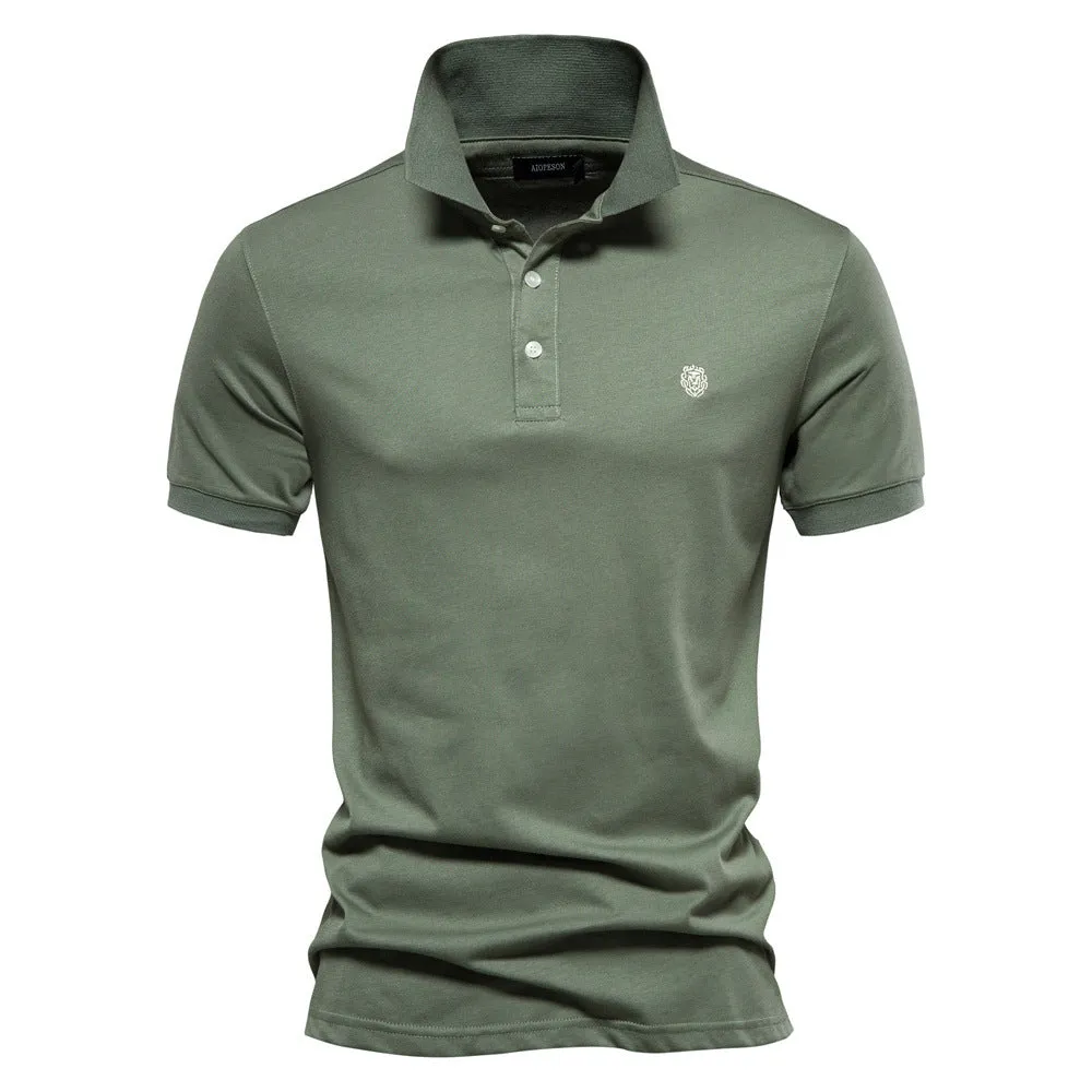 Men's Solid Color Casual Short Sleeve Polo Shirt | PL216