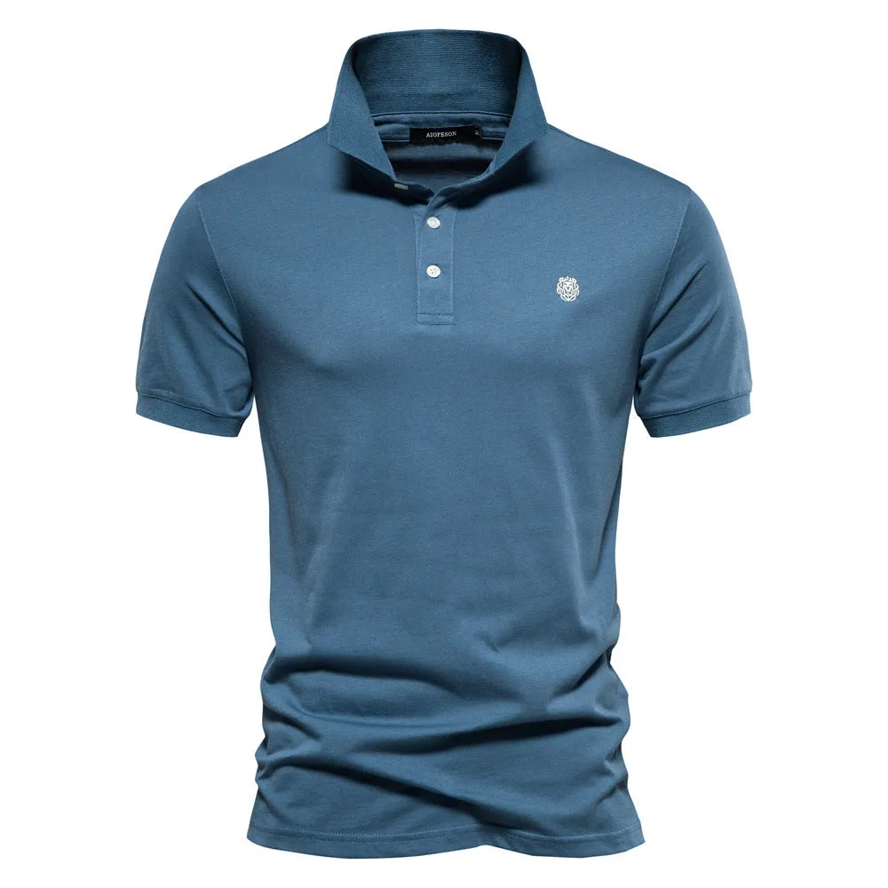 Men's Solid Color Casual Short Sleeve Polo Shirt | PL216