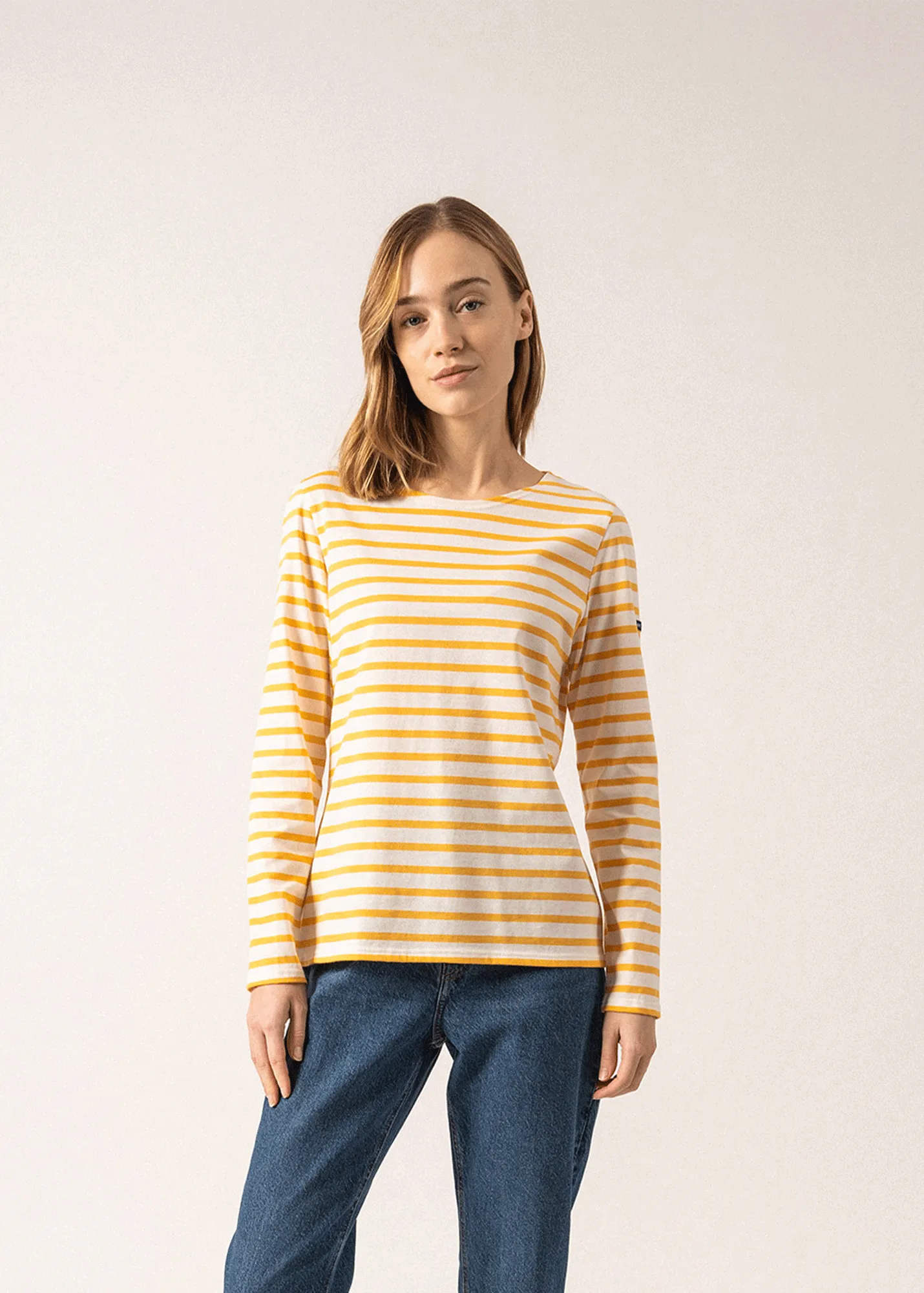 Minquidame striped sailor shirt - regular fit, in light cotton (ECUME/AMBRE)