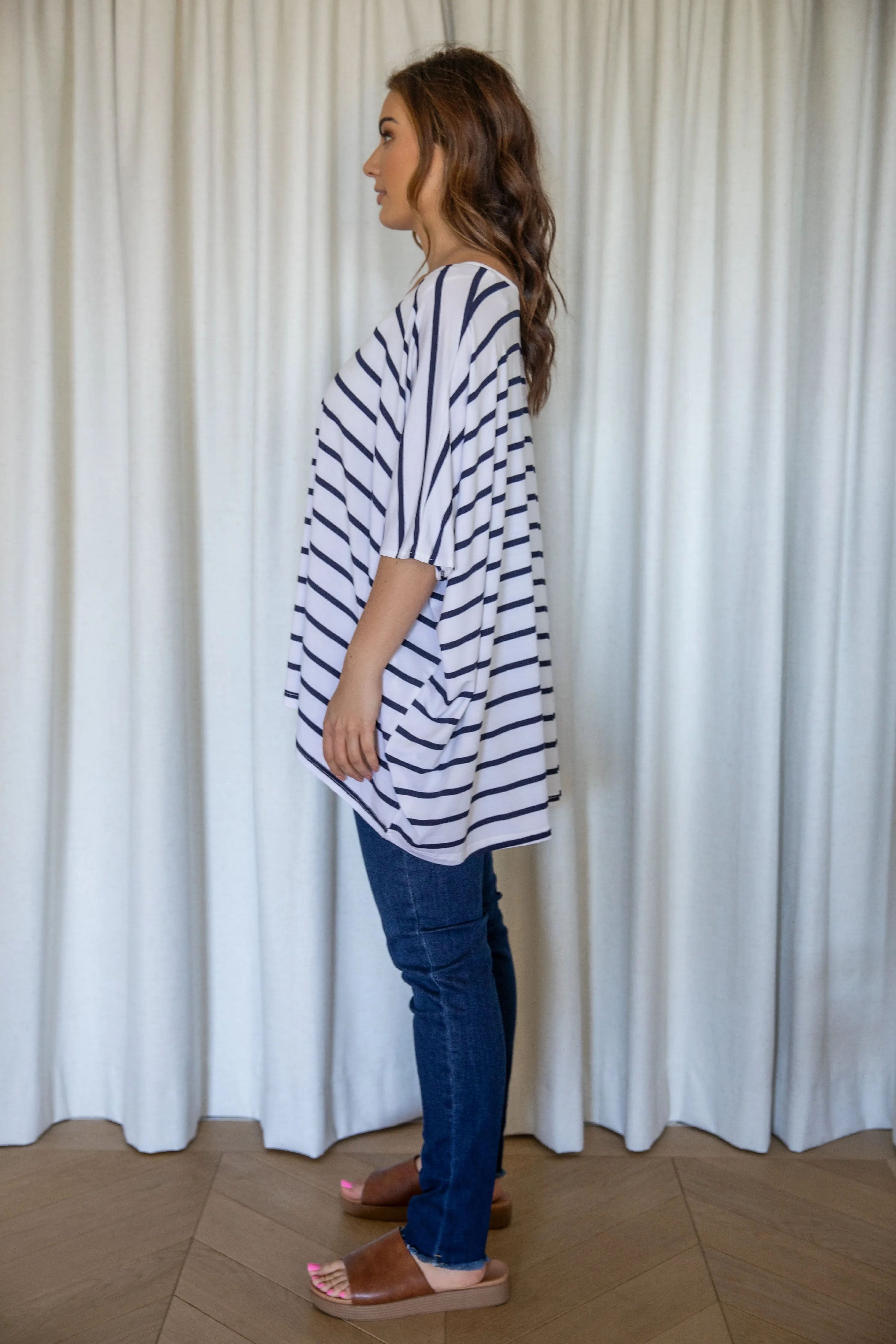 Nice Top in Navy/White Stripe