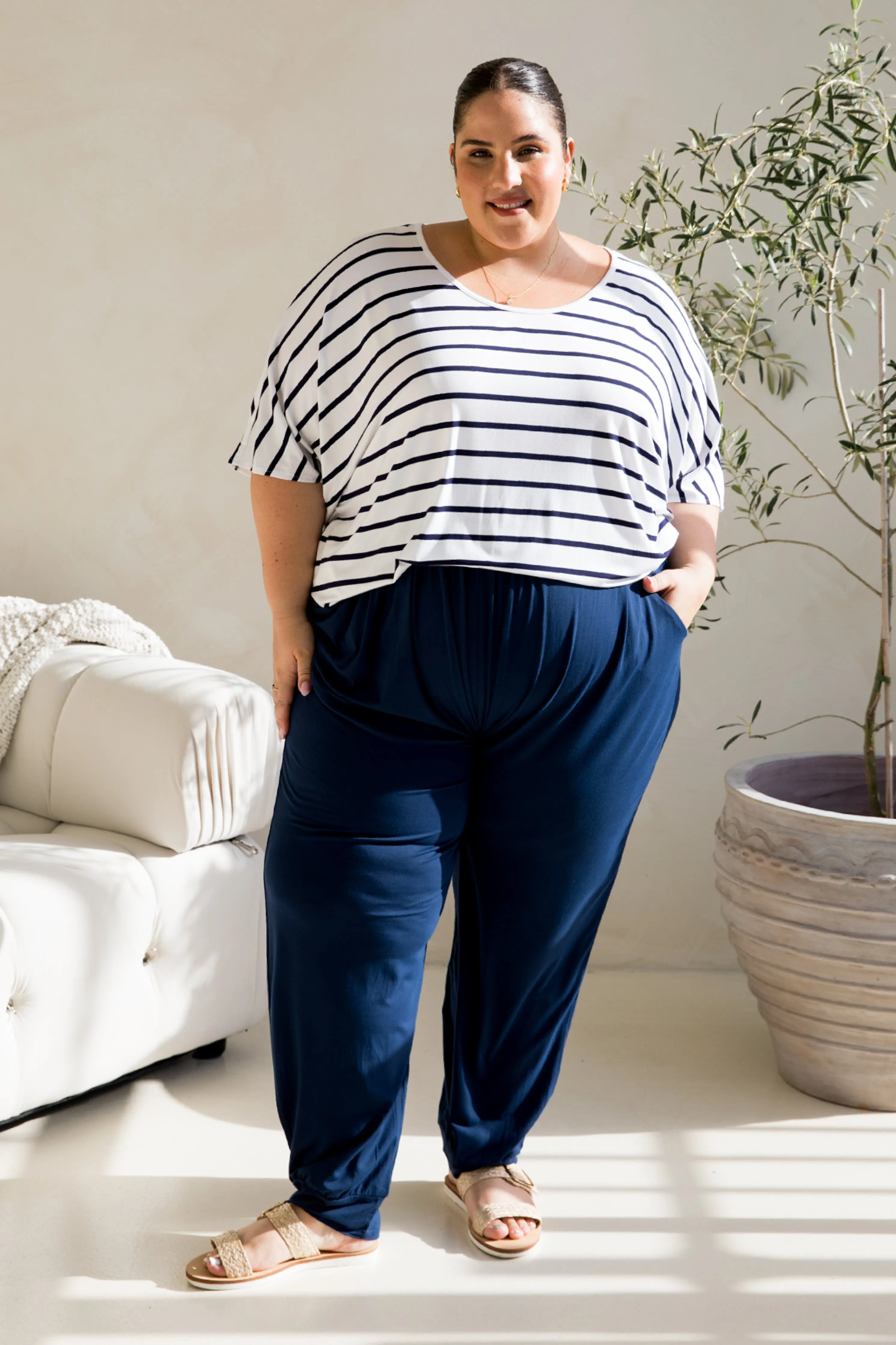 Nice Top in Navy/White Stripe