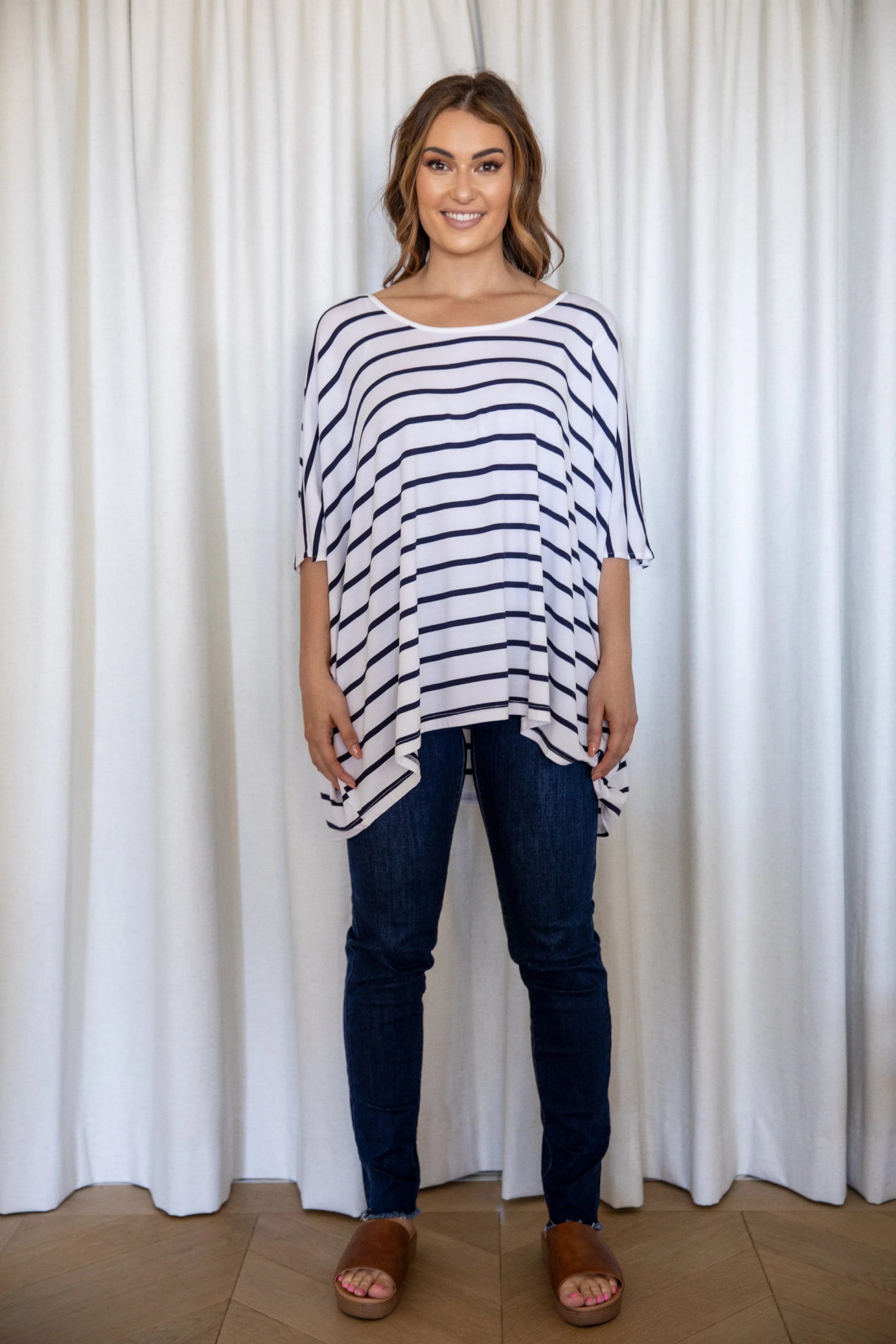 Nice Top in Navy/White Stripe