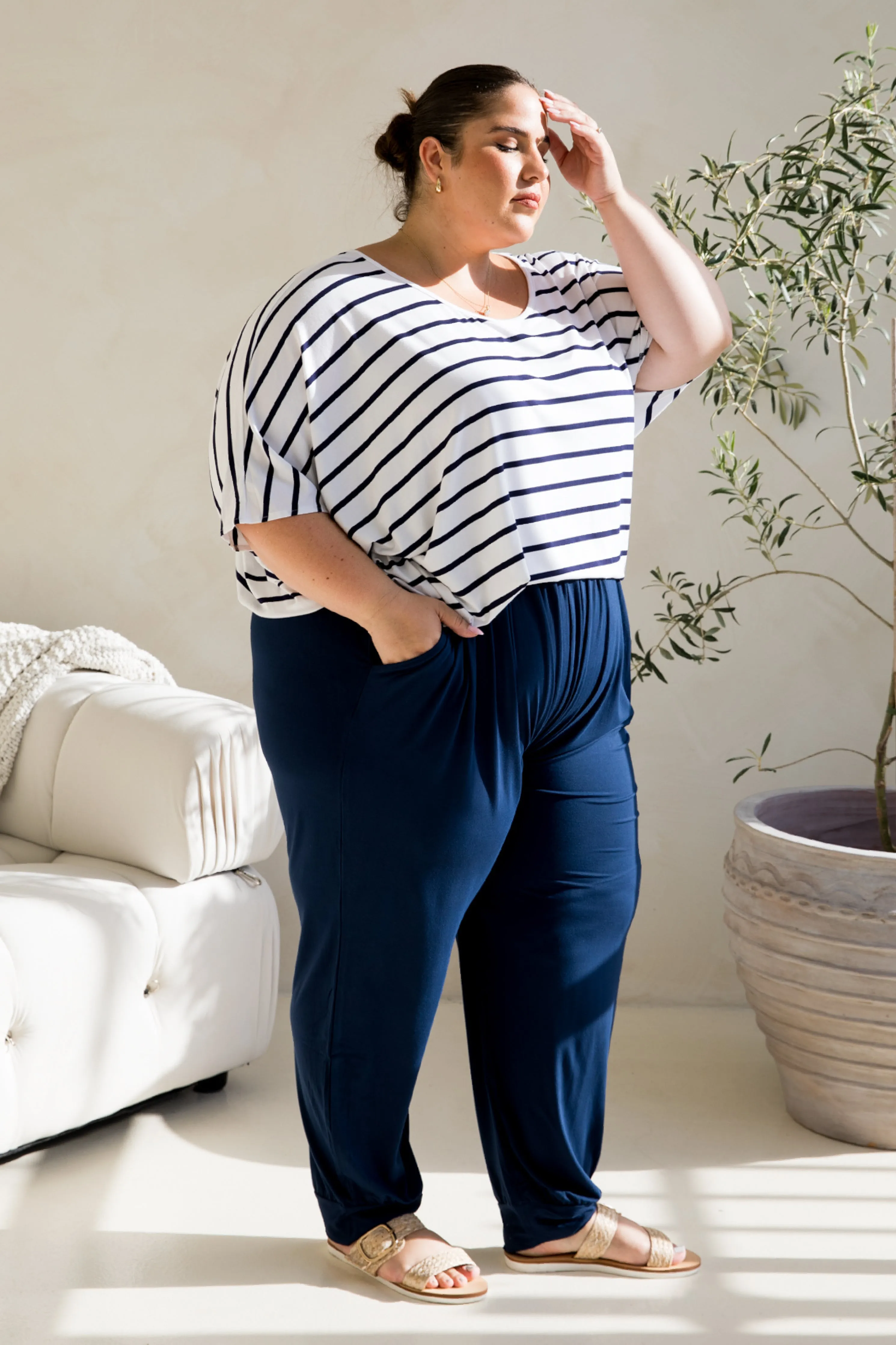 Nice Top in Navy/White Stripe