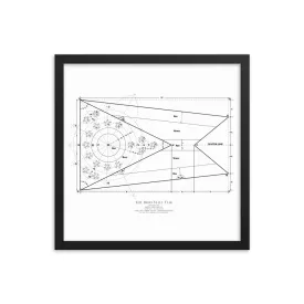 Ohio Flag Blueprint Framed poster