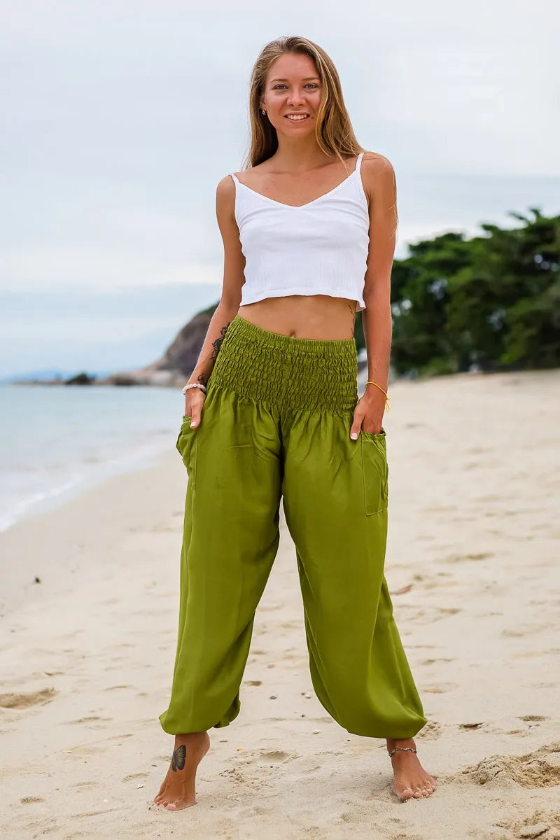 Olive Green Crystal Pants