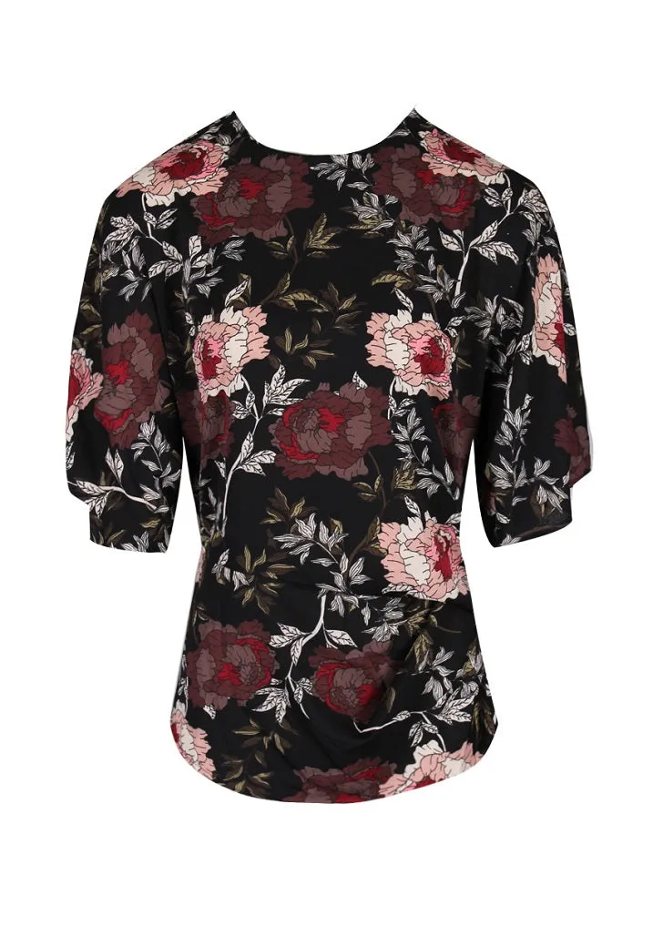 Orla Black Floral Batwing Blouse