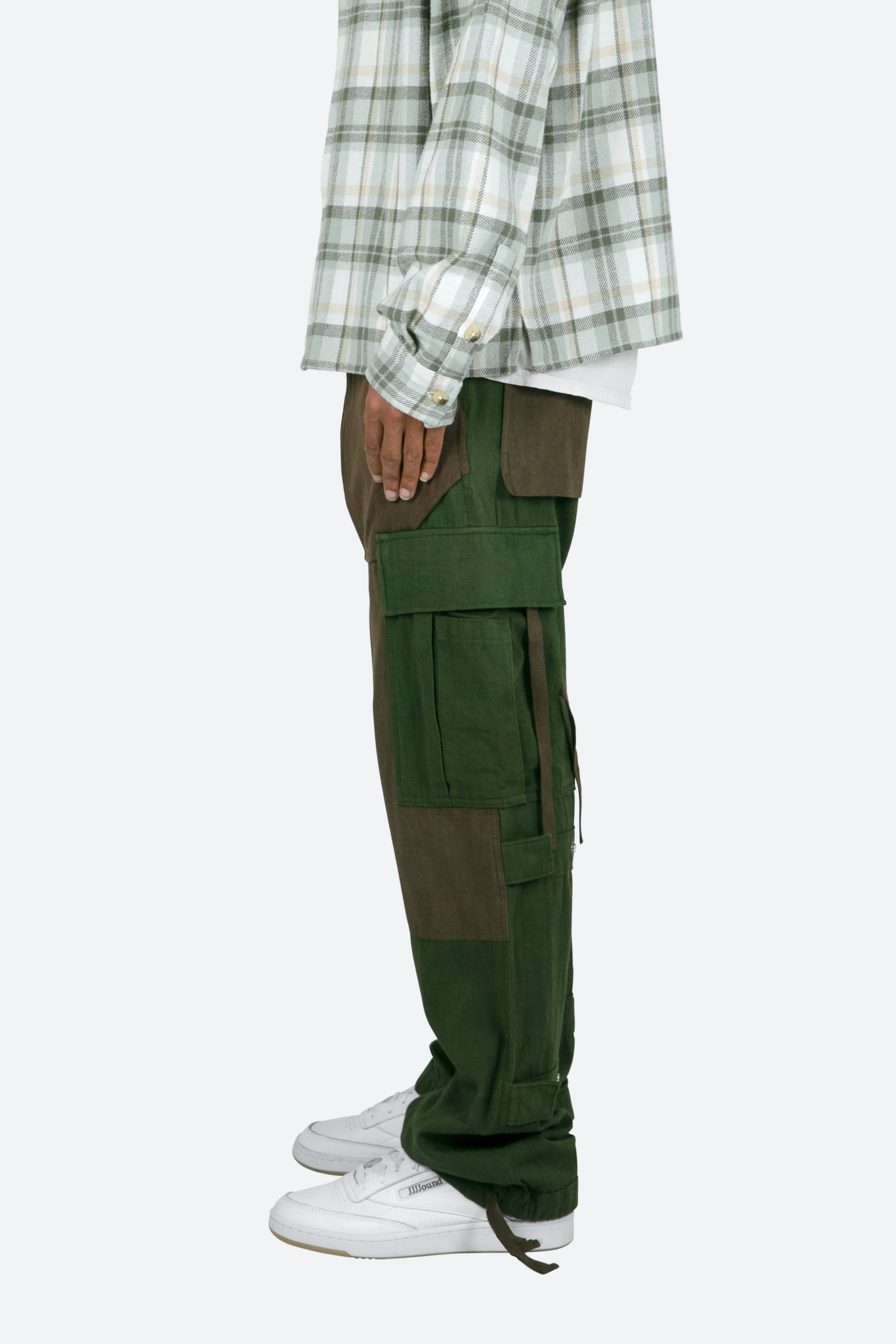 Paneled Cargo Pants - Olive