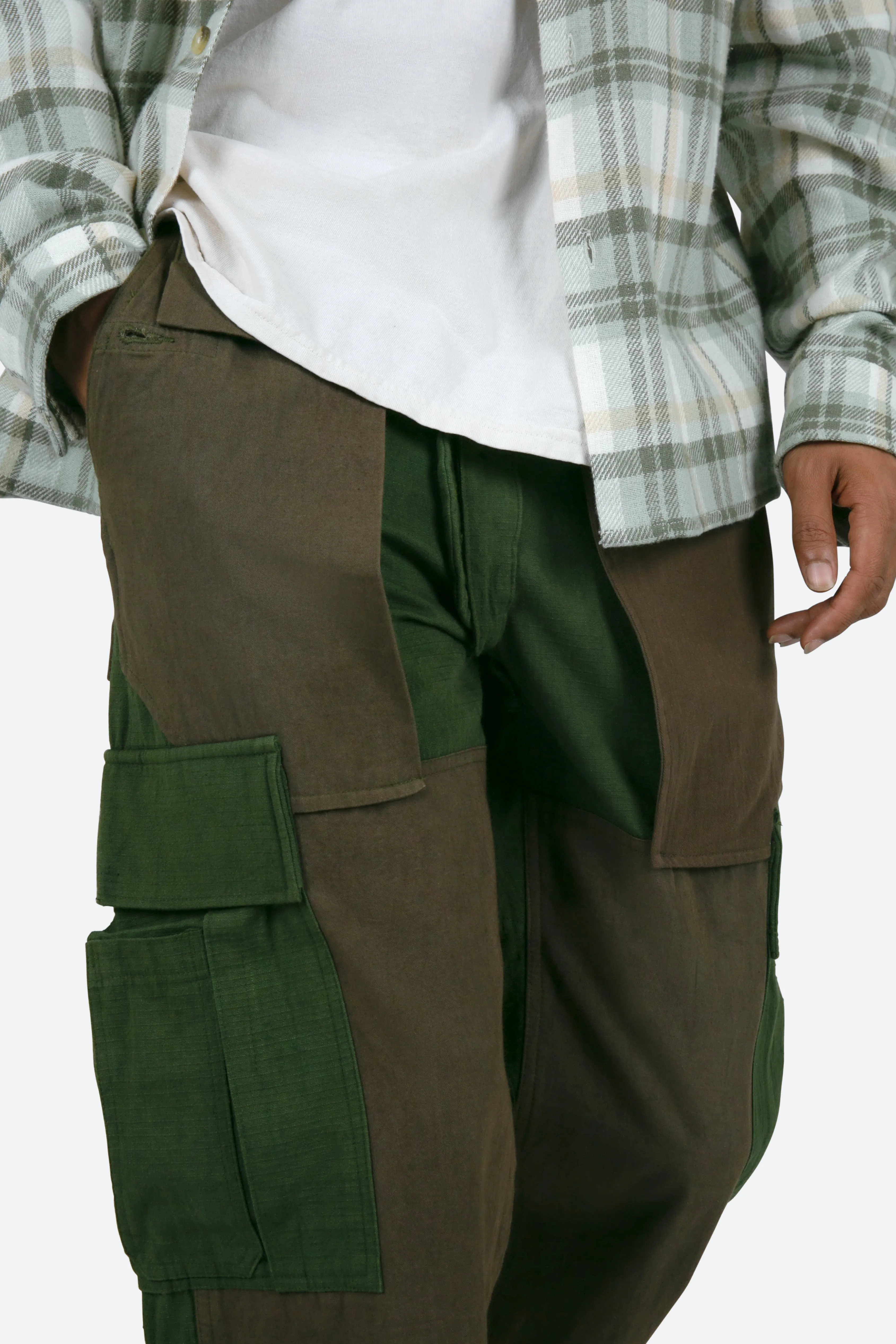 Paneled Cargo Pants - Olive