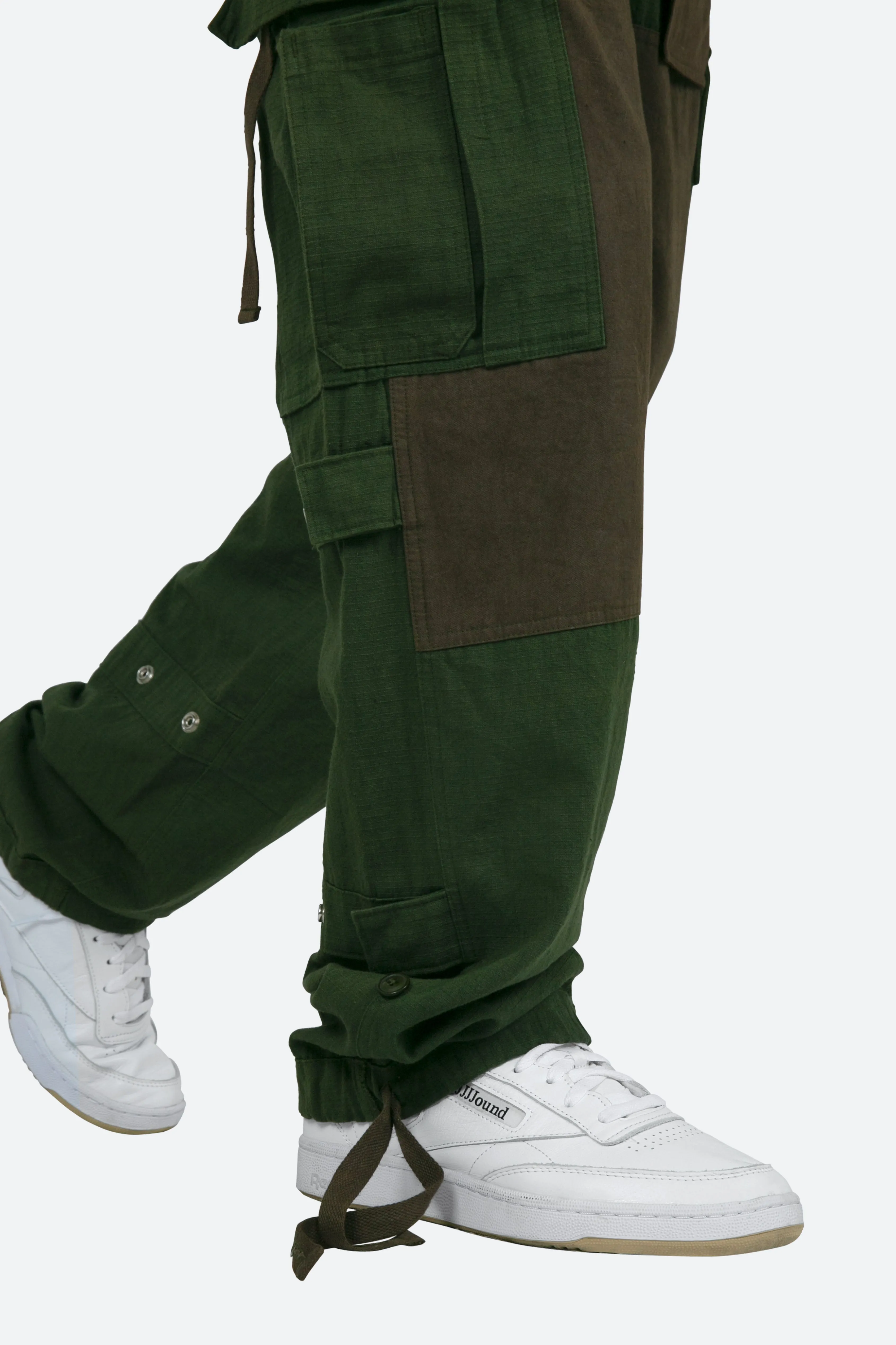 Paneled Cargo Pants - Olive