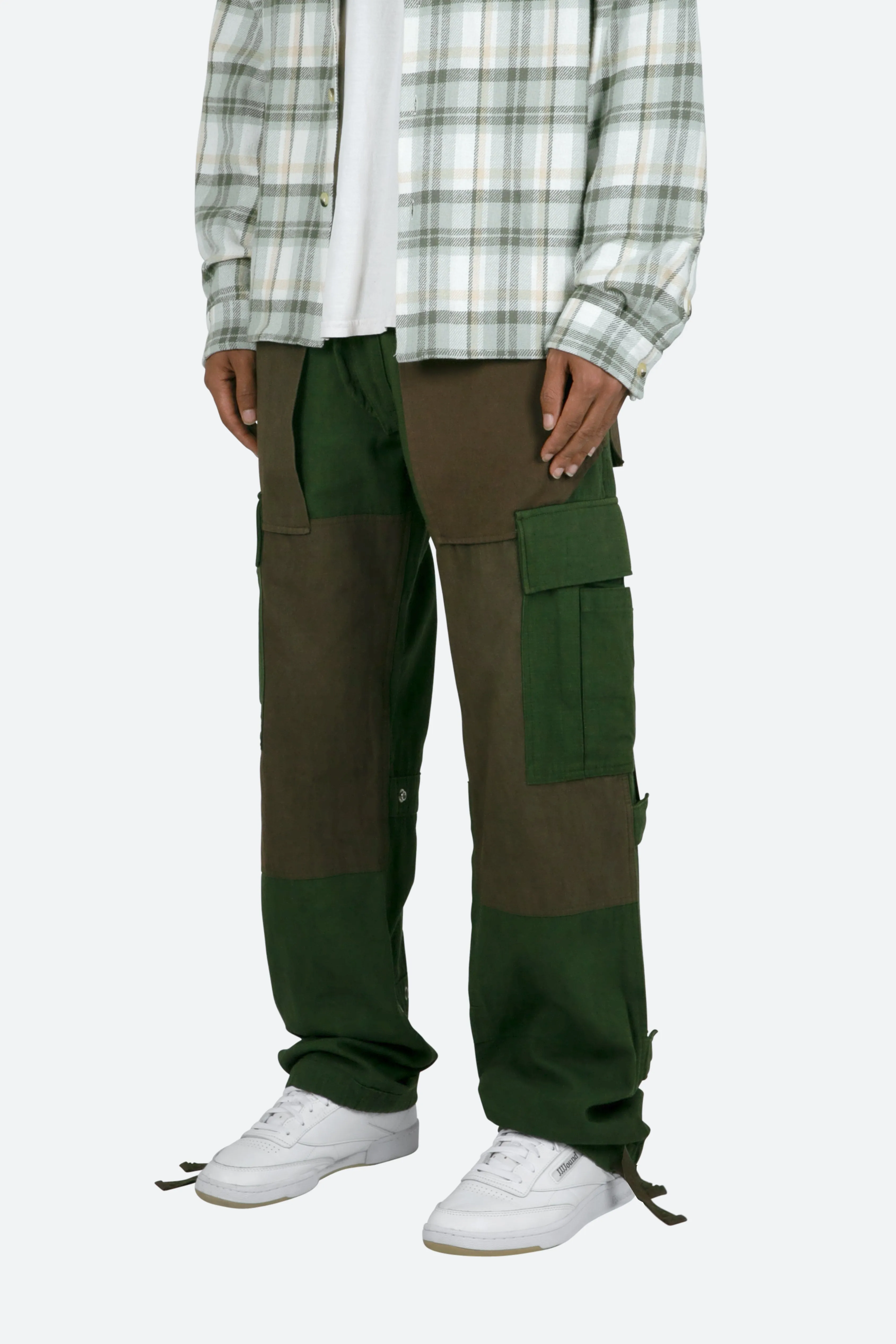 Paneled Cargo Pants - Olive