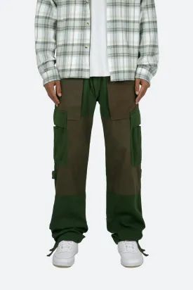 Paneled Cargo Pants - Olive