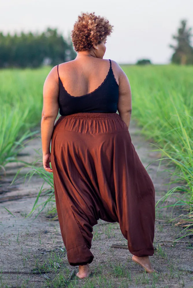 Plus Size Brown Classic Pants