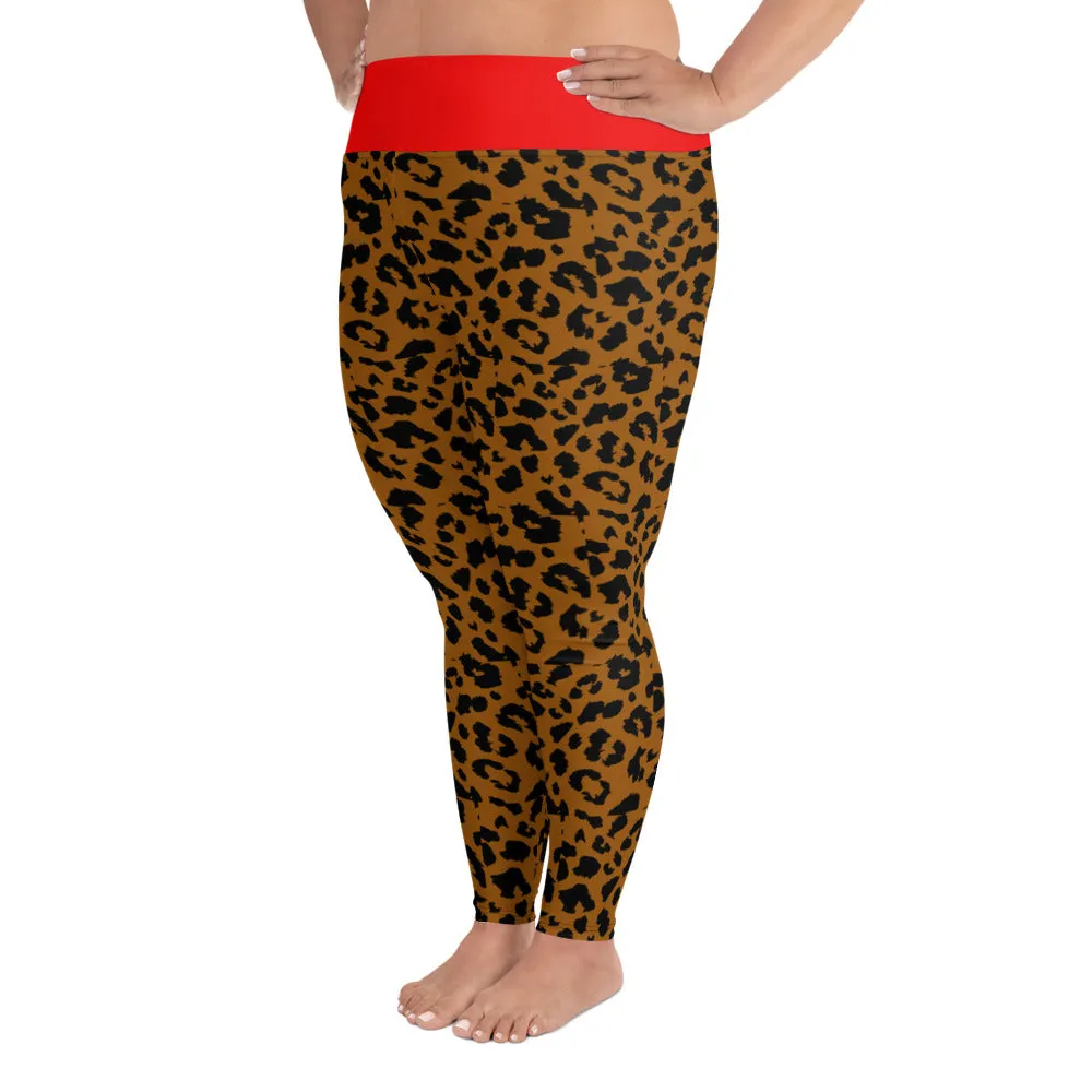 Plus Size Leggings Leopard and Red