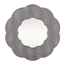 Scallop 453MI36A 36-in Wall Mirror - Gray Shagreen/Weathered Brass