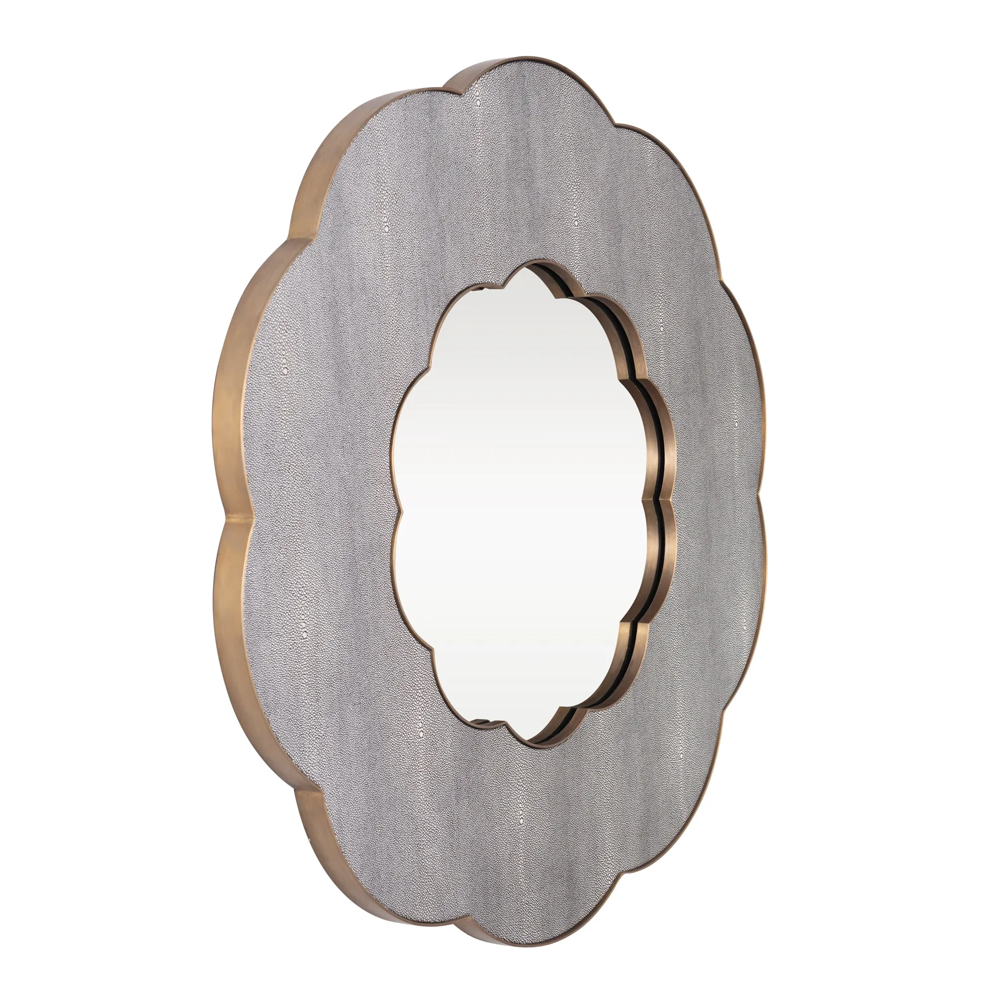 Scallop 453MI36A 36-in Wall Mirror - Gray Shagreen/Weathered Brass