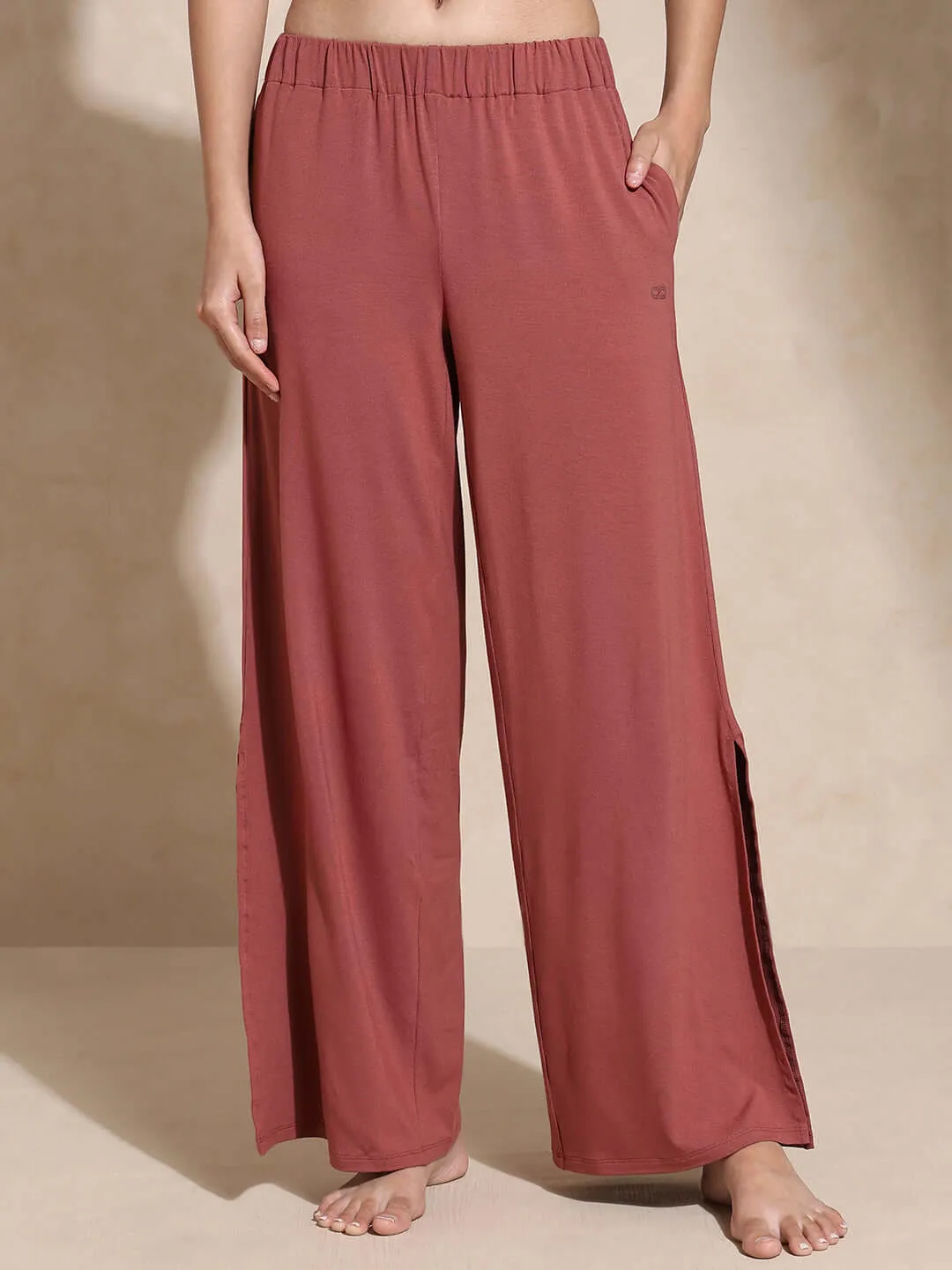 Serene Yoga Pants with Slit Marsala