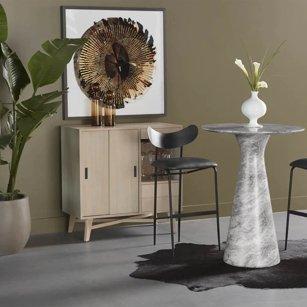 Shelburne Marble Look Bar Table by Sunpan Gray