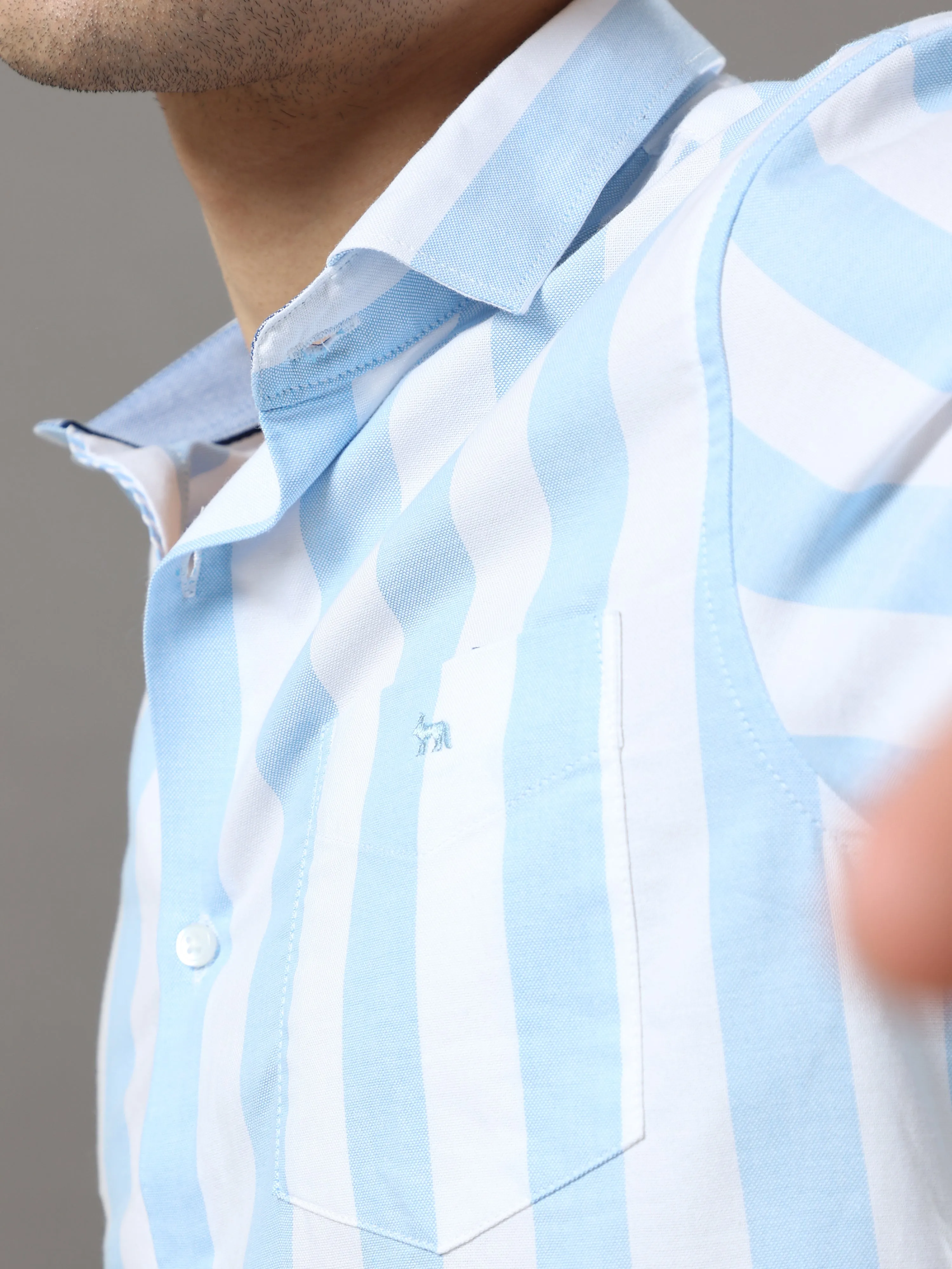 Sky Blue And White Stripes Shirt