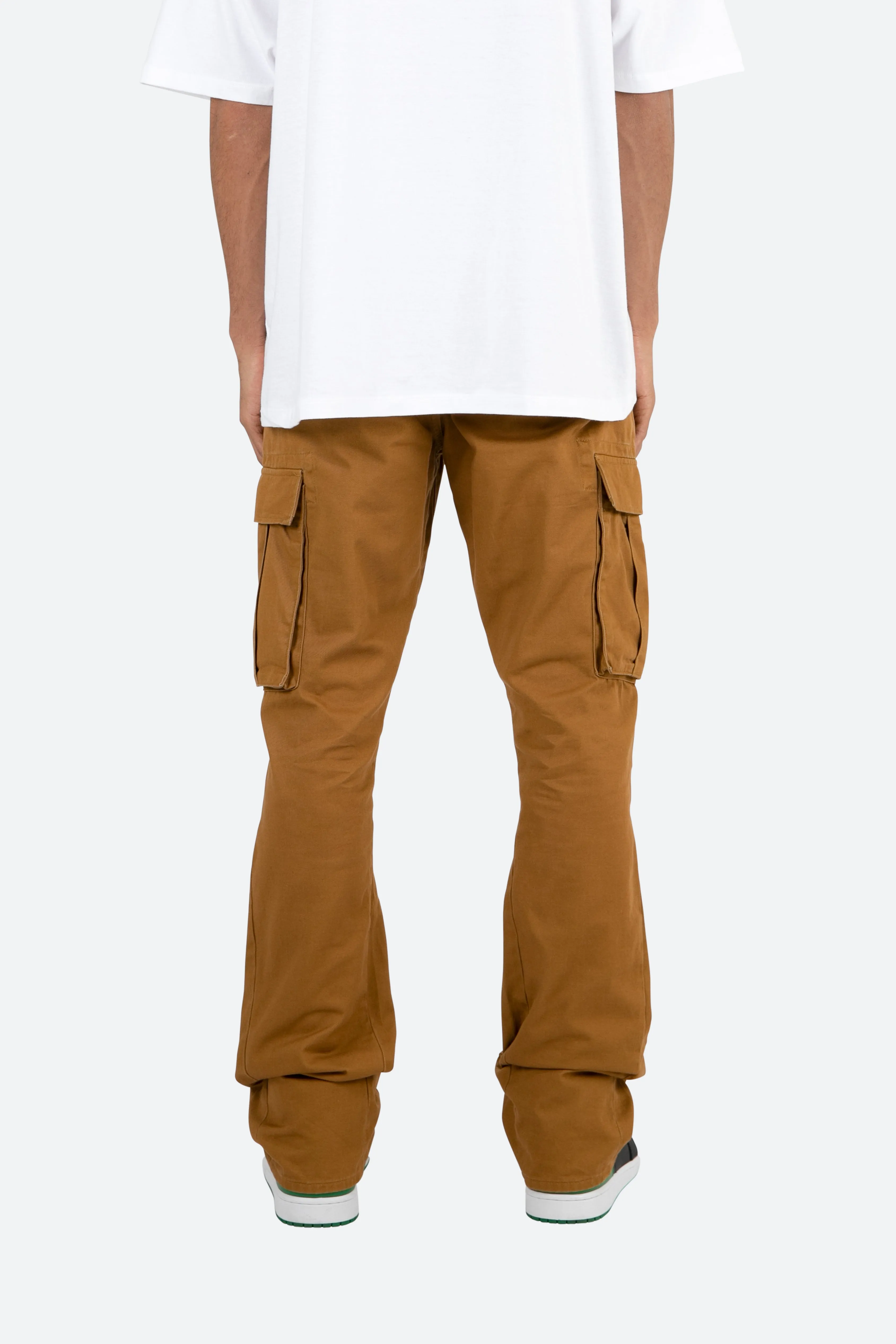 Twill Flare Cargo Pants - Brown