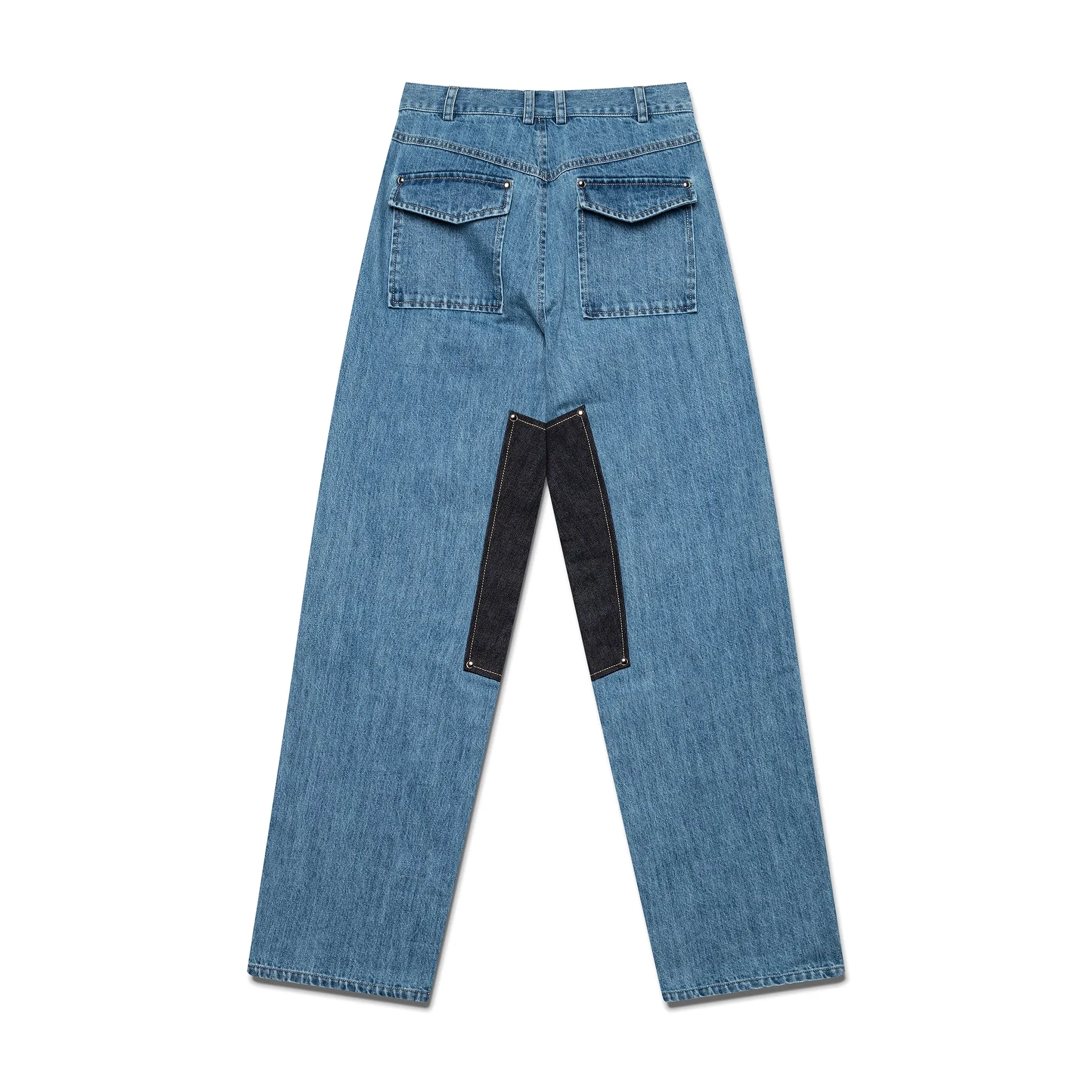 Washed Panel Jeans - Blue