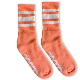 White Striped Socks | Coral