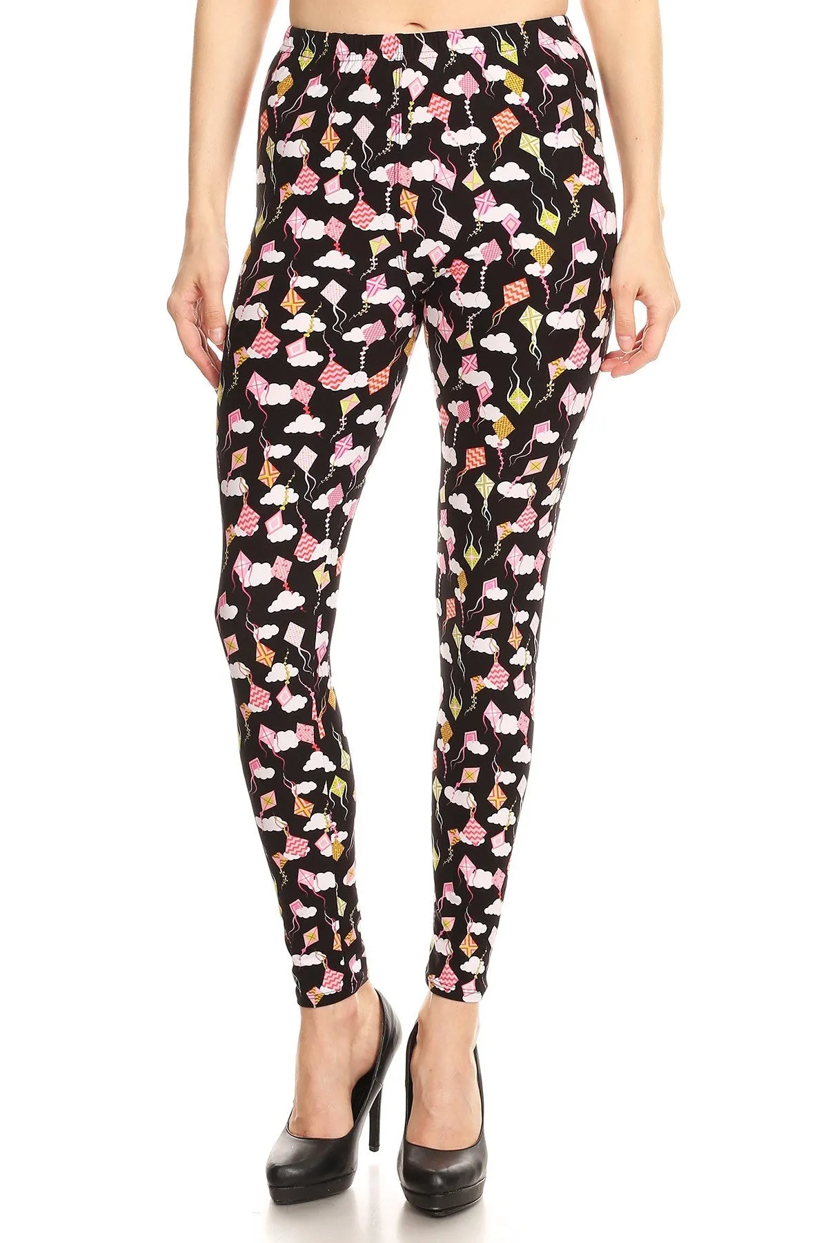 Women's Plus Balloon Kite Pattern Printed Leggings